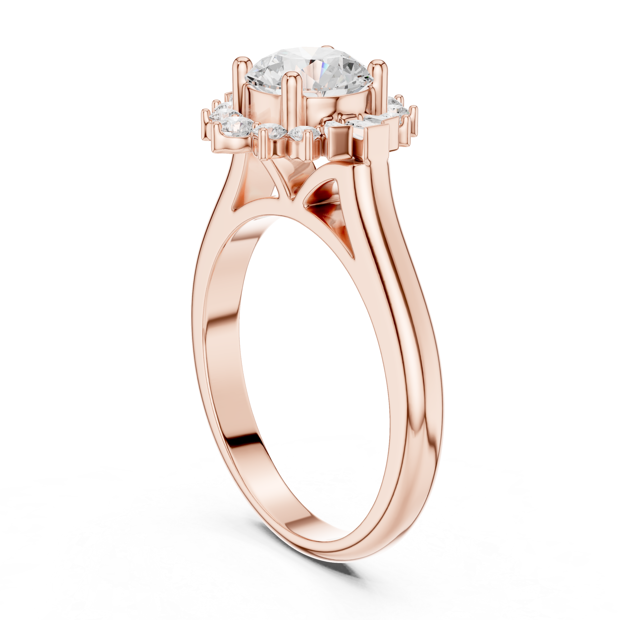 Round And Baguette Cut Brilliant Moissanite VVS1 Eternity Engagement Ring
