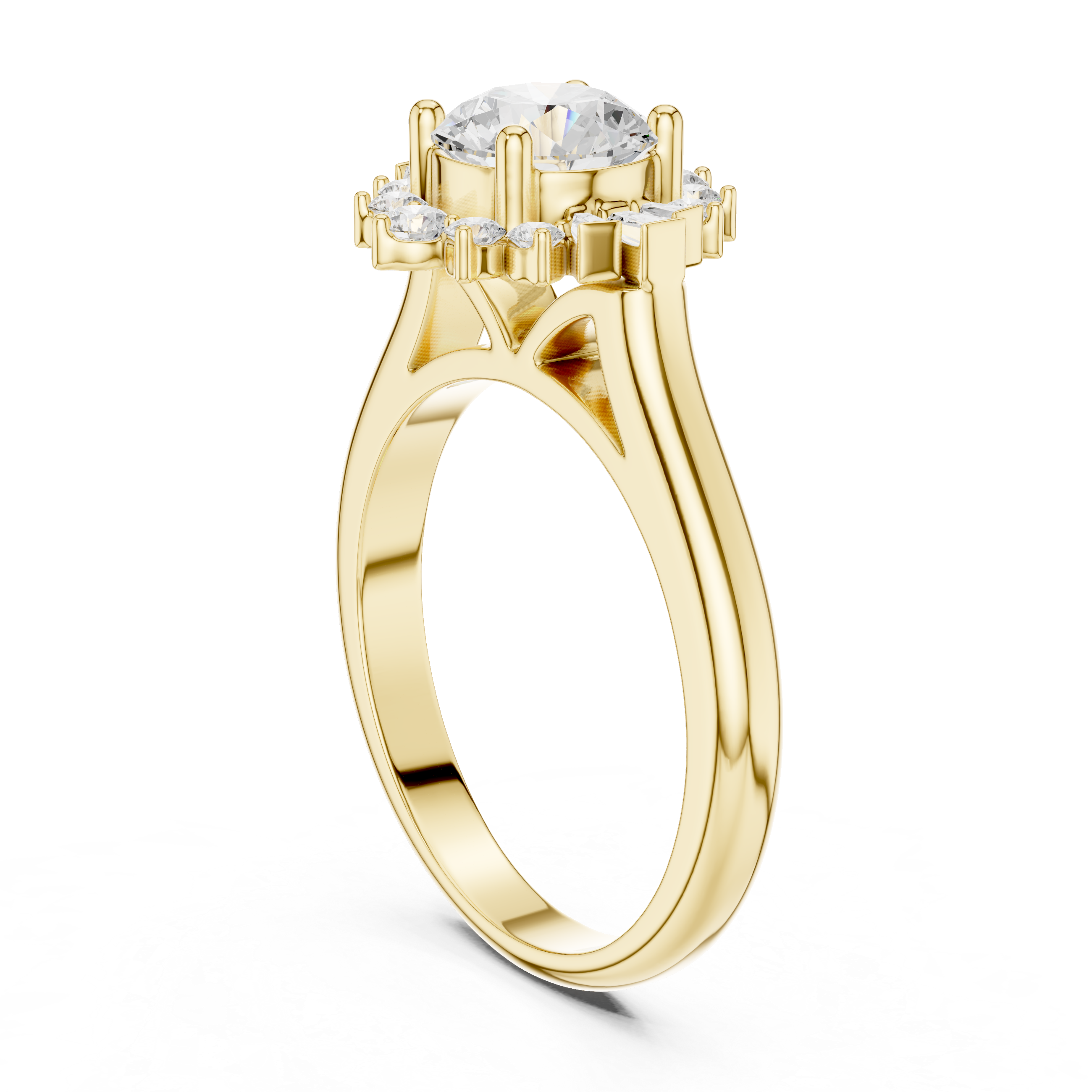 Round And Baguette Cut Brilliant Moissanite VVS1 Eternity Engagement Ring