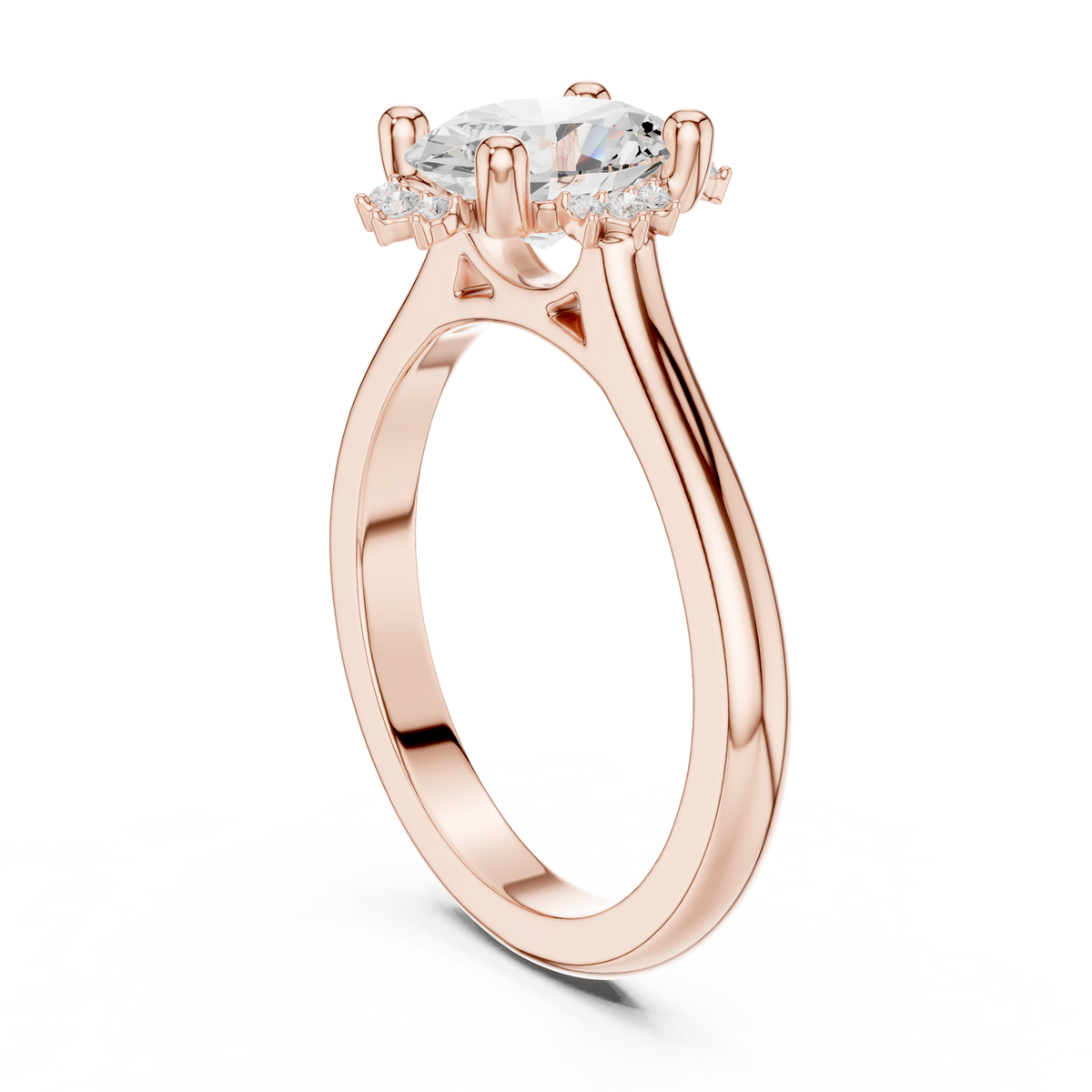 Oval And Round Brilliant Moissanite VVS1 Eternity Engagement Ring