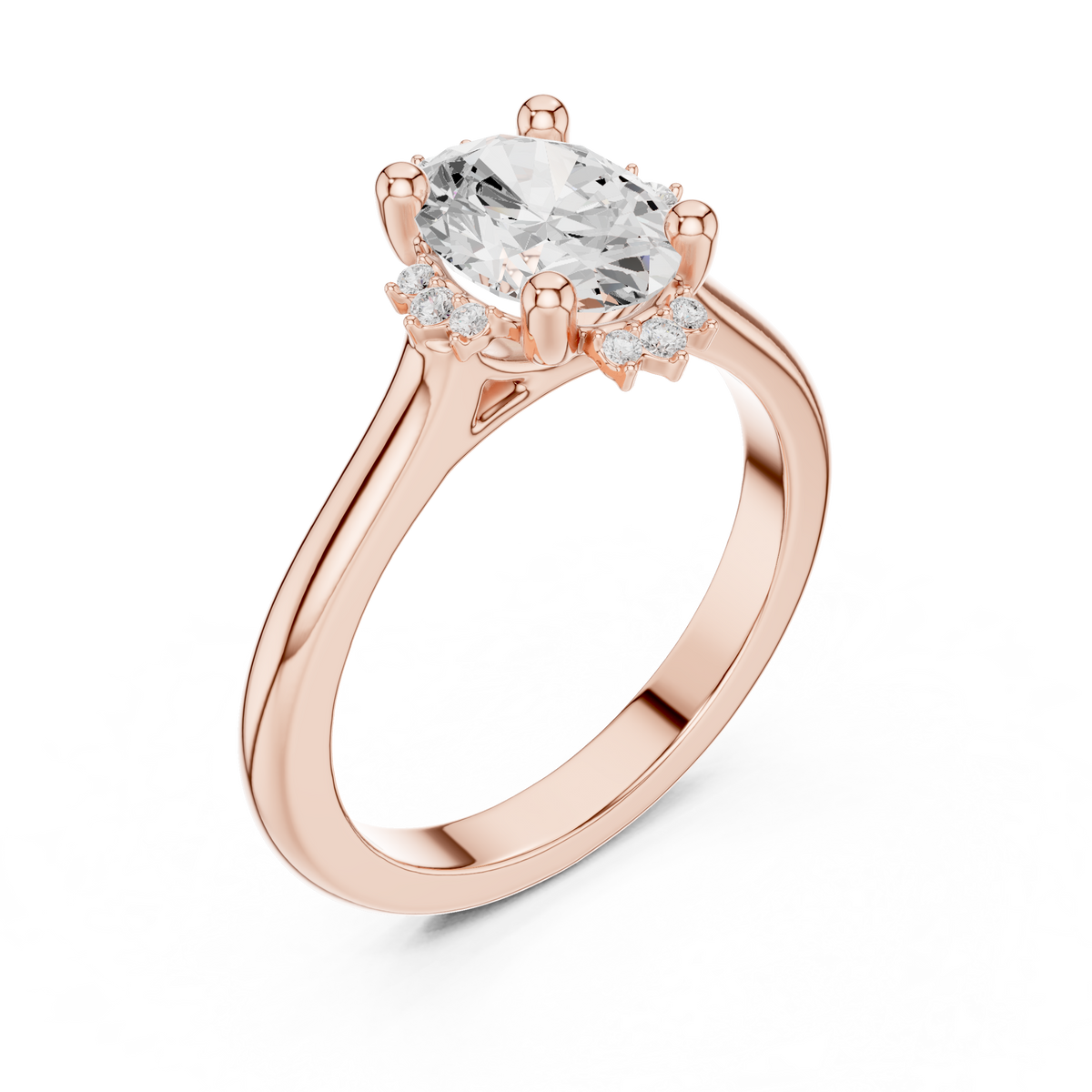 Oval And Round Brilliant Moissanite VVS1 Eternity Engagement Ring