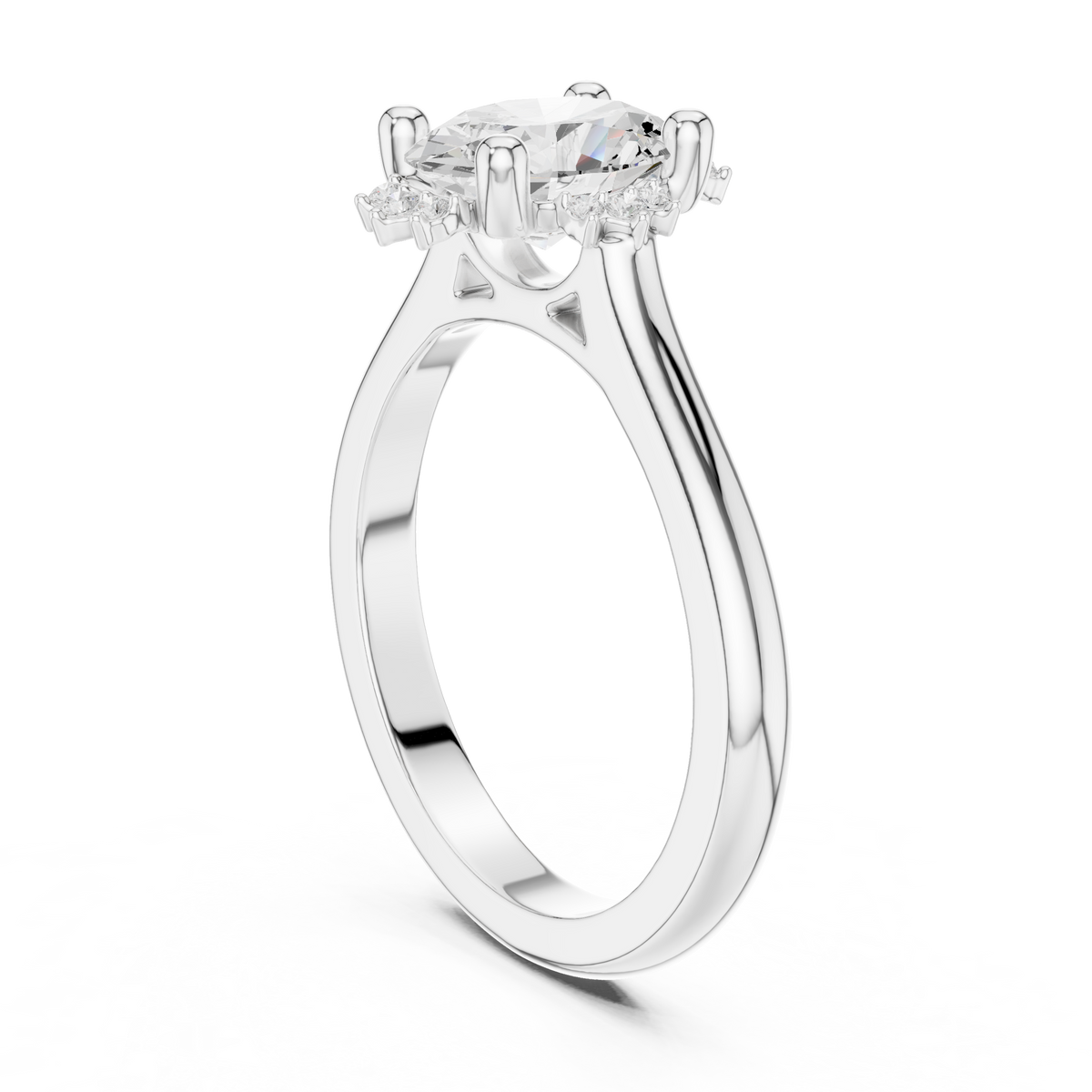 Oval And Round Brilliant Moissanite VVS1 Eternity Engagement Ring