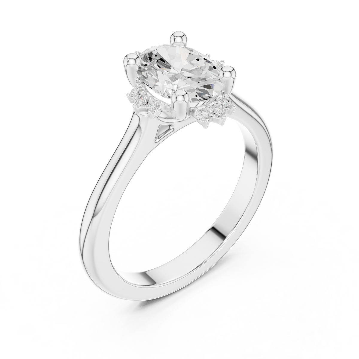 Oval And Round Brilliant Moissanite VVS1 Eternity Engagement Ring