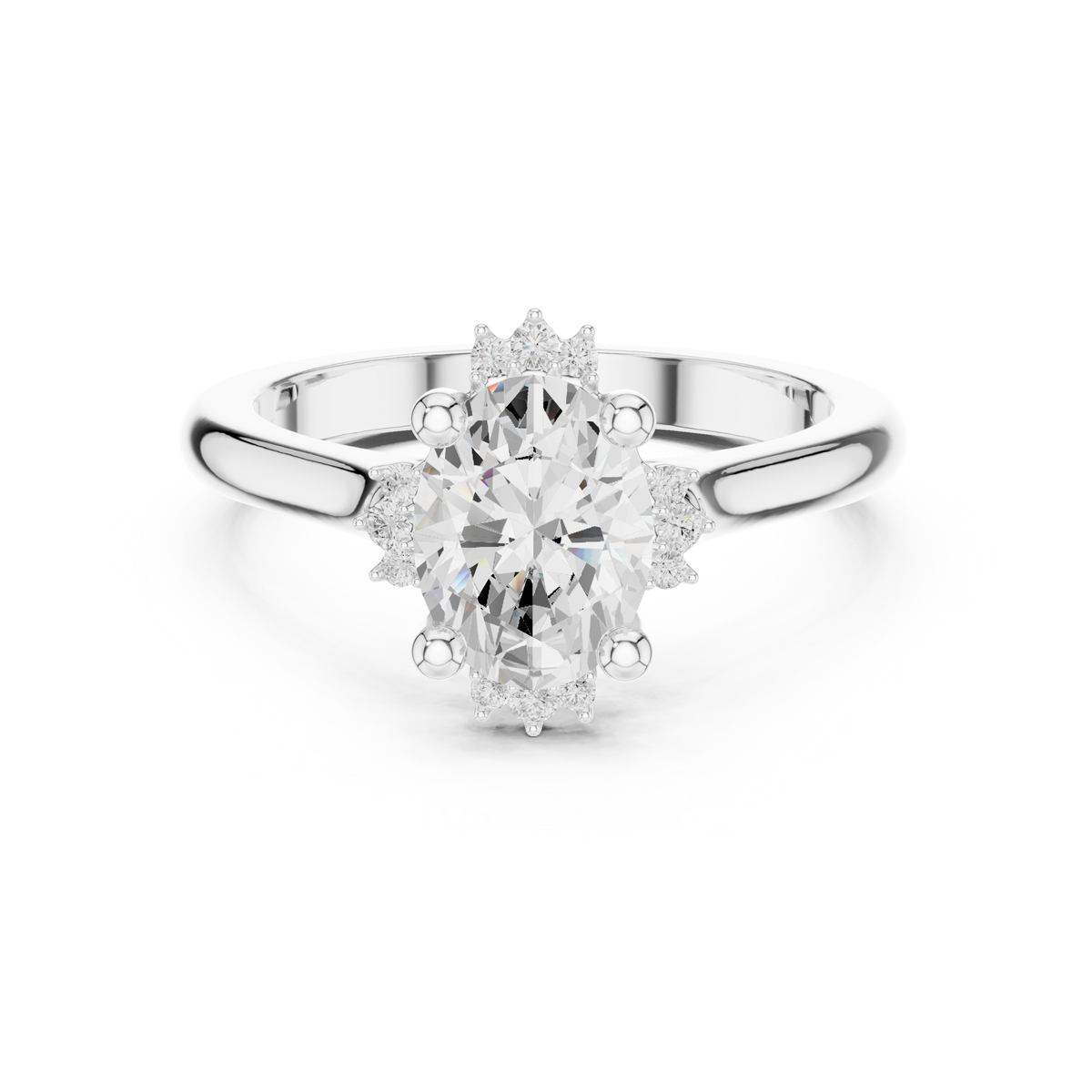 Oval And Round Brilliant Moissanite VVS1 Eternity Engagement Ring