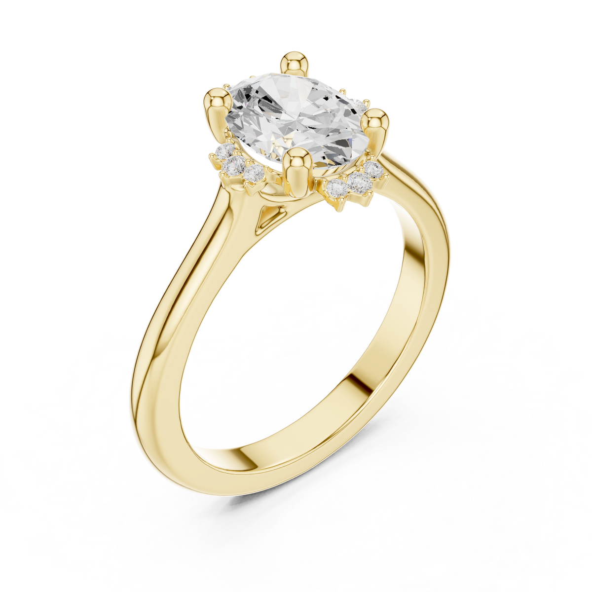 Oval And Round Brilliant Moissanite VVS1 Eternity Engagement Ring