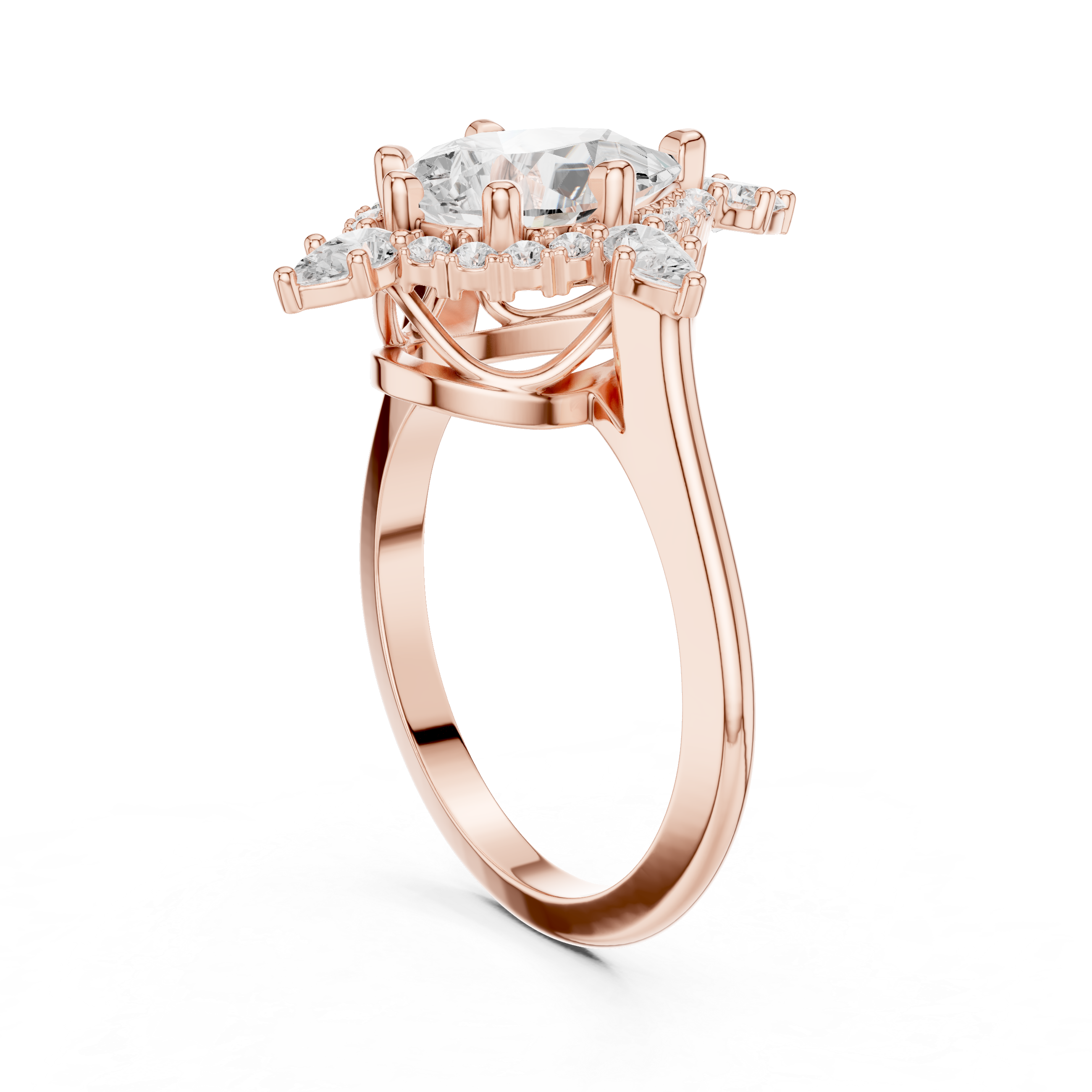 Pear And Round Cut Brilliant Moissanite VVS1 Eternity Engagement Ring