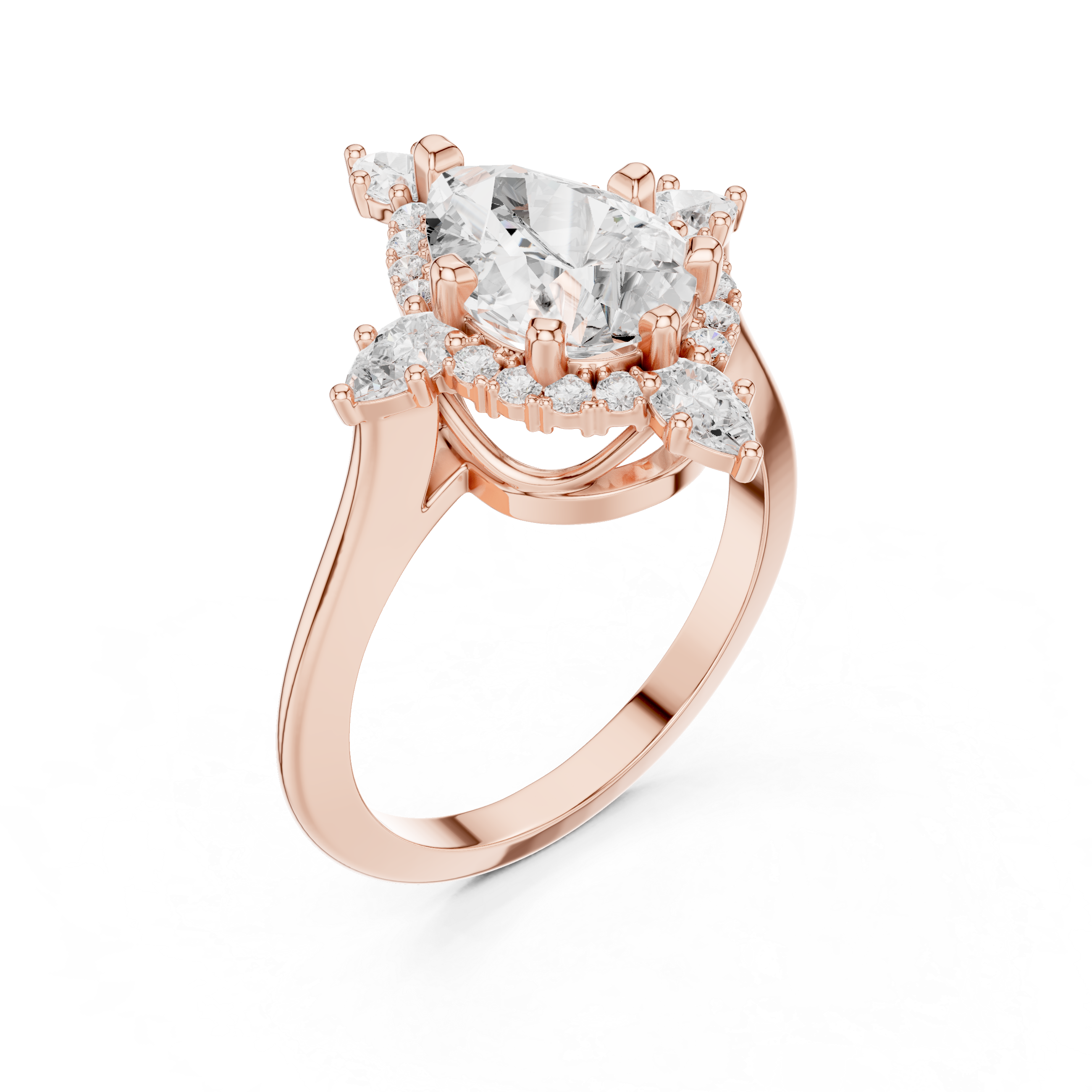Pear And Round Cut Brilliant Moissanite VVS1 Eternity Engagement Ring