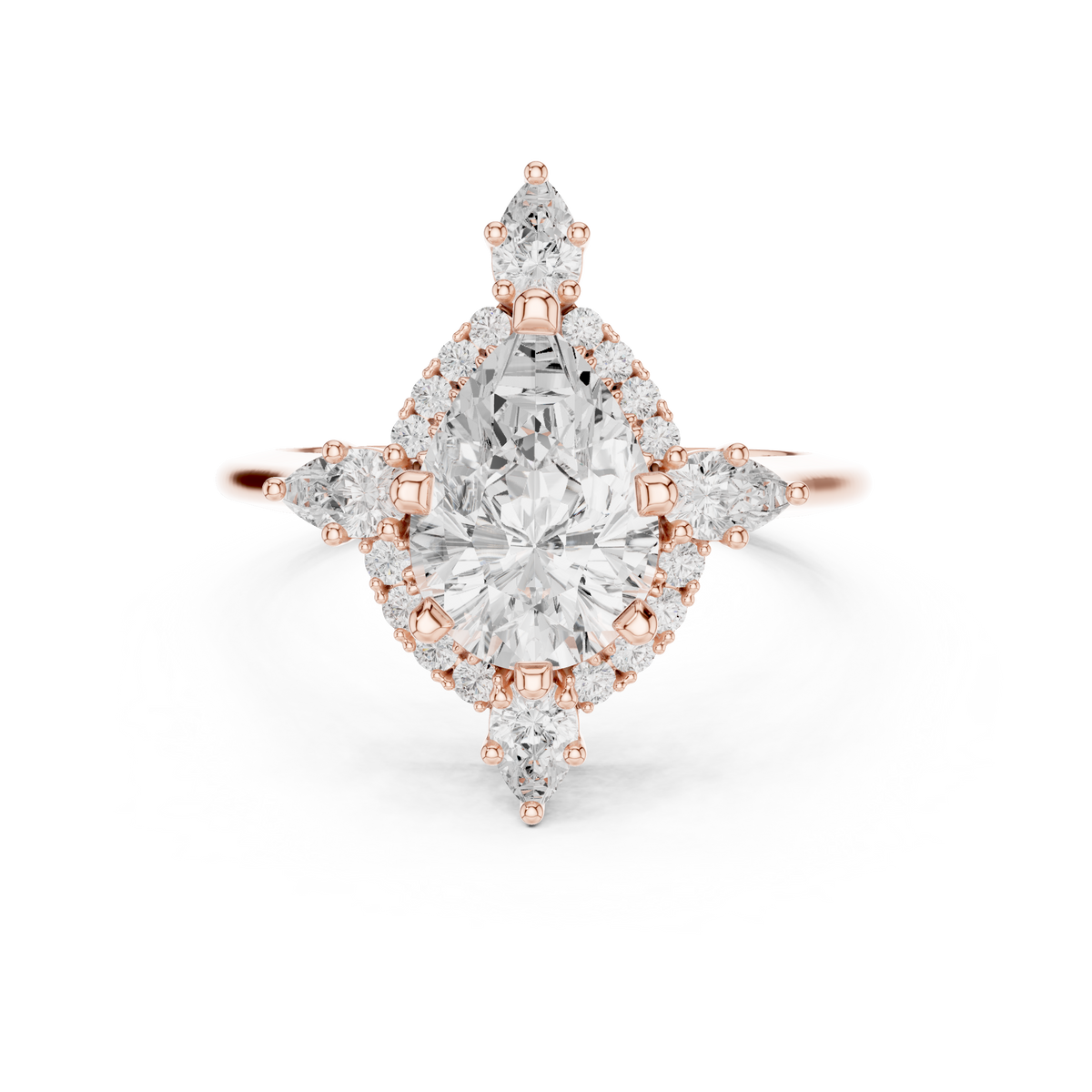 Pear And Round Cut Brilliant Moissanite VVS1 Eternity Engagement Ring