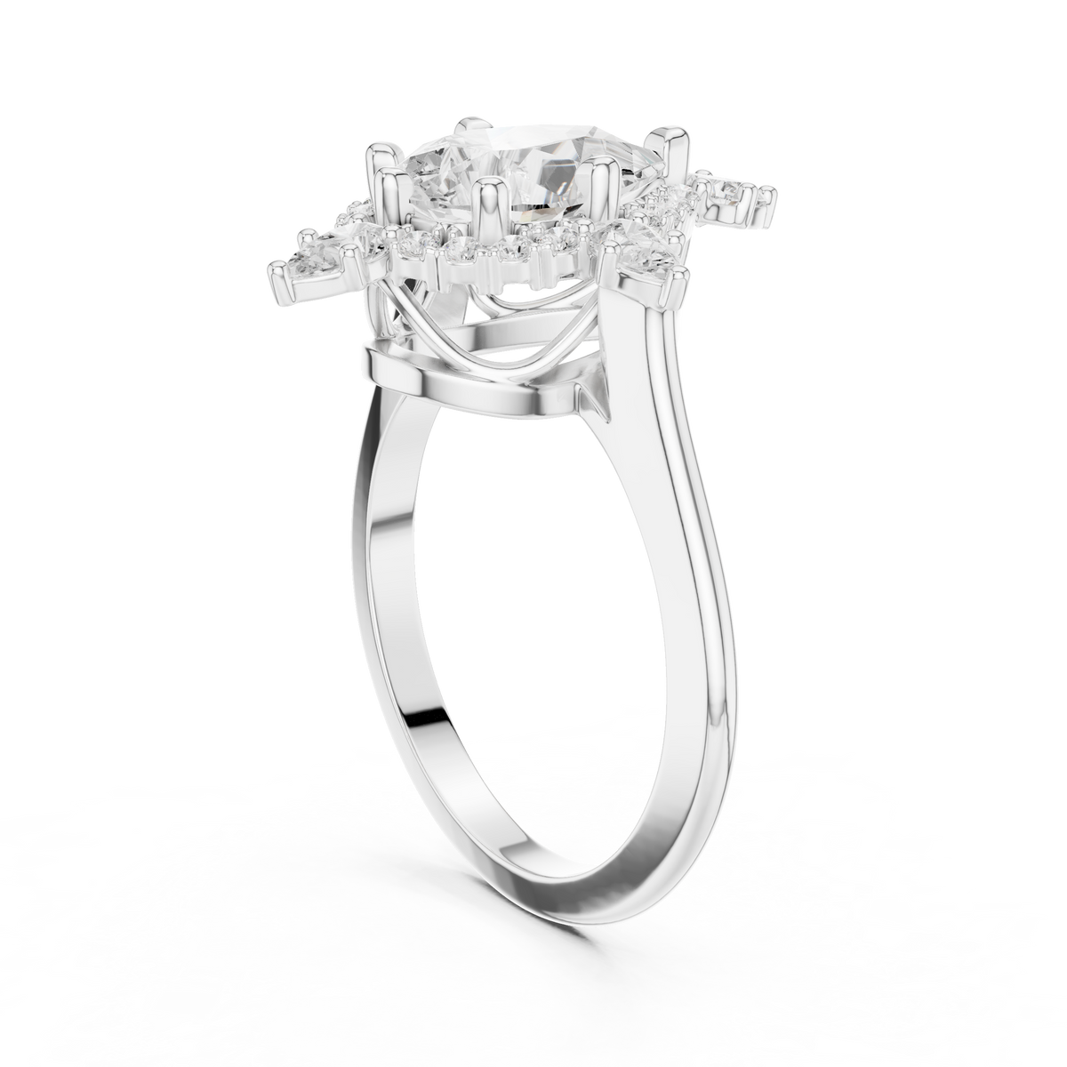 Pear And Round Cut Brilliant Moissanite VVS1 Eternity Engagement Ring
