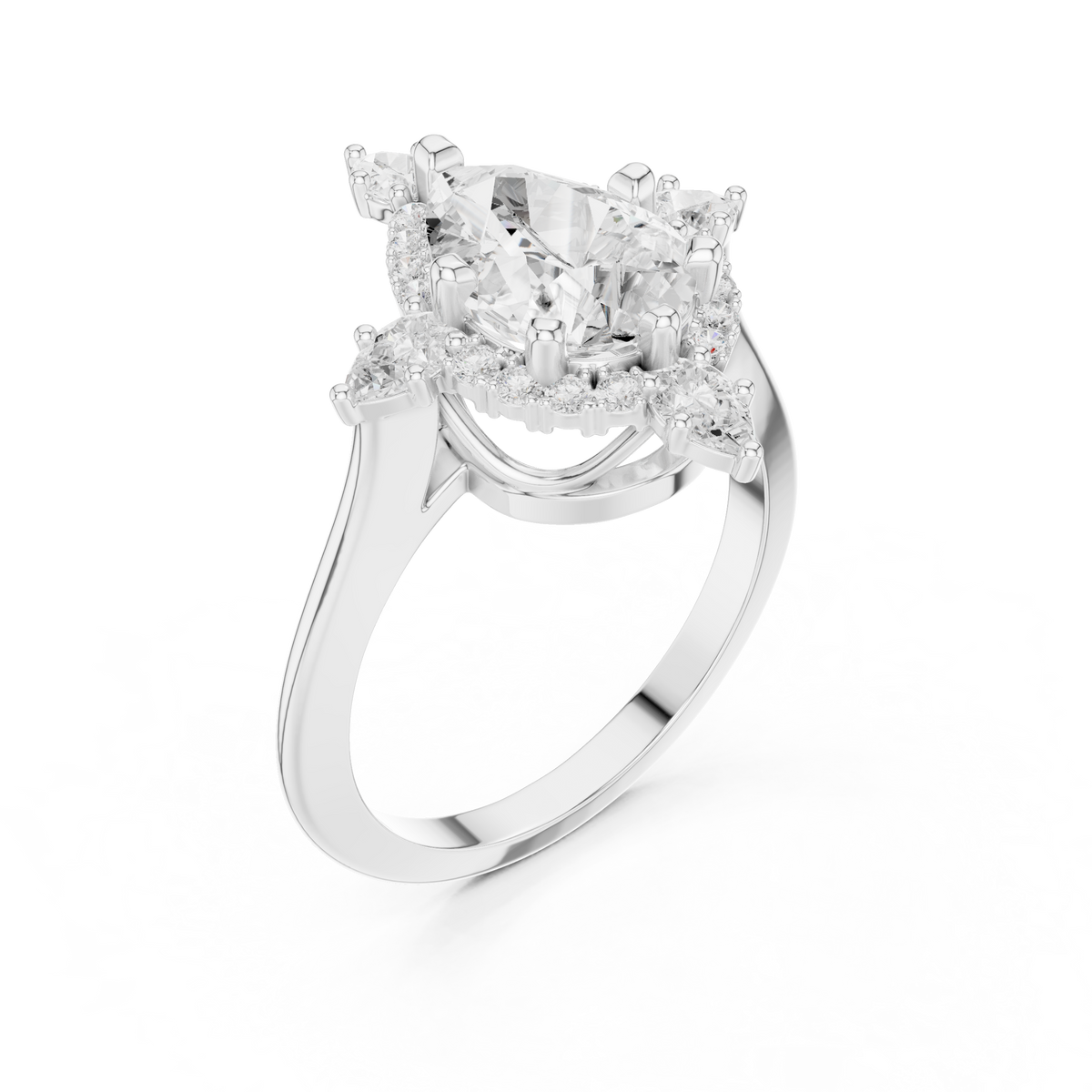 Pear And Round Cut Brilliant Moissanite VVS1 Eternity Engagement Ring