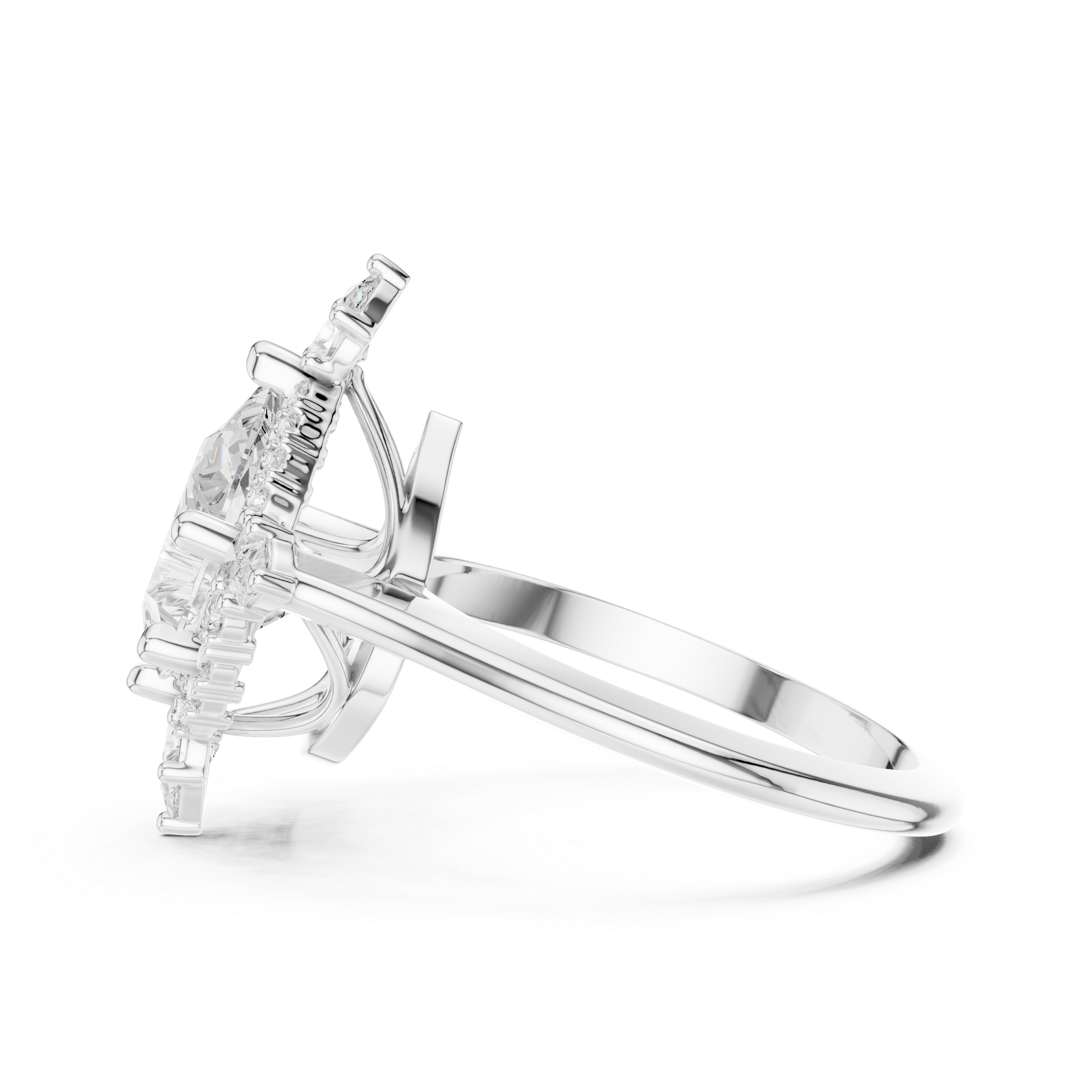 Pear And Round Cut Brilliant Moissanite VVS1 Eternity Engagement Ring