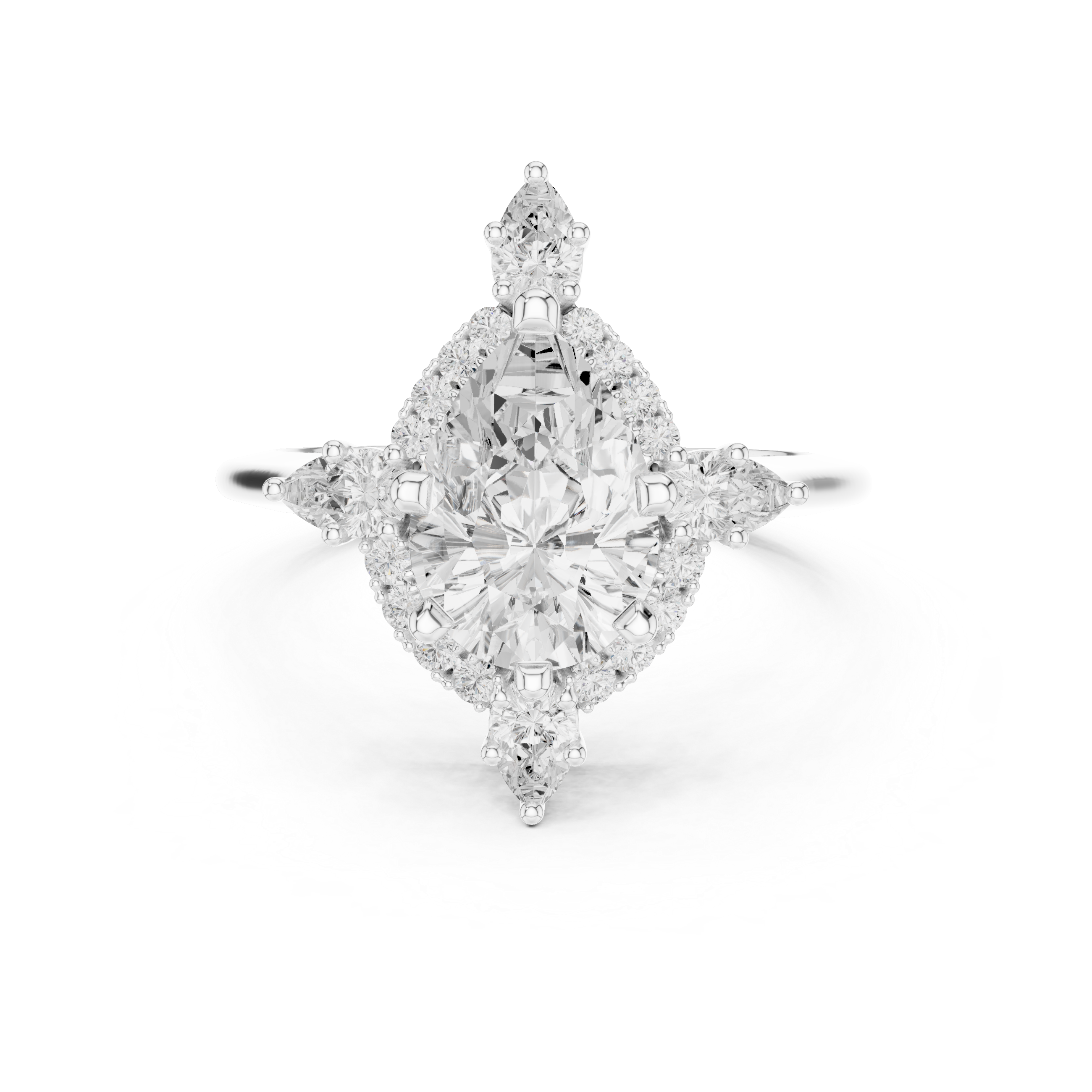 Pear And Round Cut Brilliant Moissanite VVS1 Eternity Engagement Ring