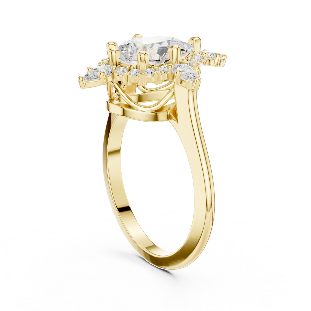 Pear And Round Cut Brilliant Moissanite VVS1 Eternity Engagement Ring