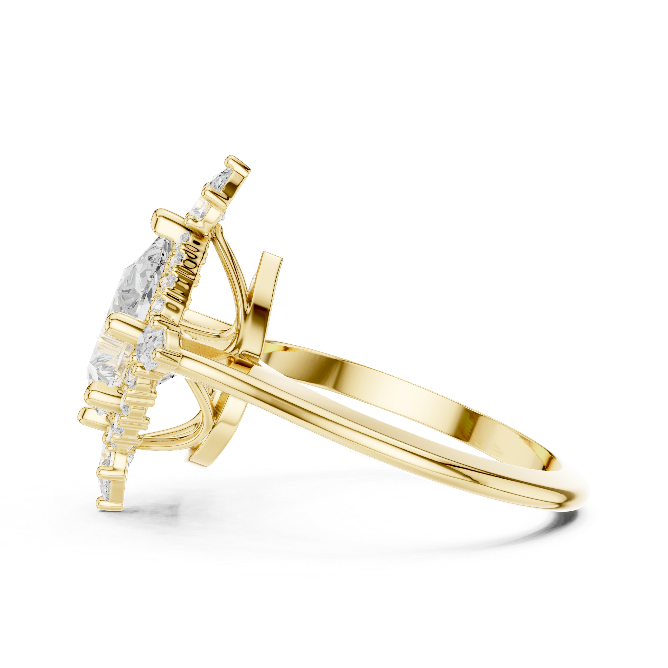 Pear And Round Cut Brilliant Moissanite VVS1 Eternity Engagement Ring