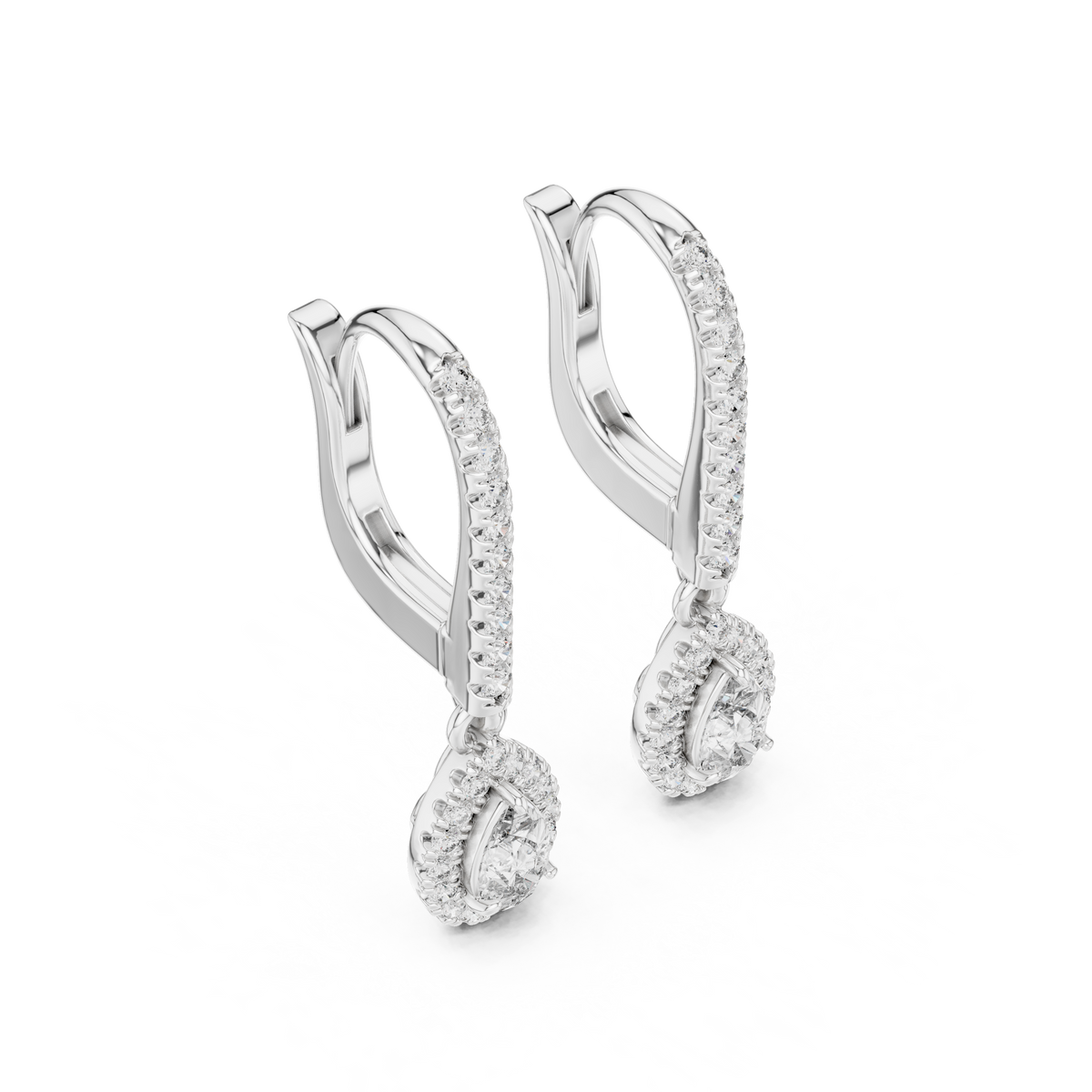 Pear And Round Yellow Gold Teardrop Halo Moissanite Dangle Earrings – Elegant Sparkle Statement