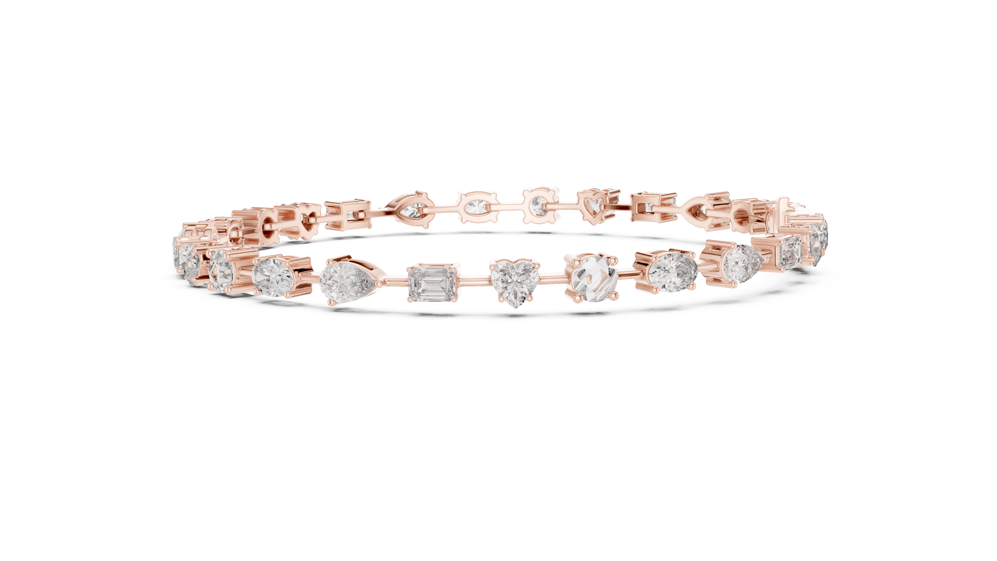 Yellow Gold Multi-Cut Moissanite Tennis Bracelet – Mixed Shape Stone Elegance