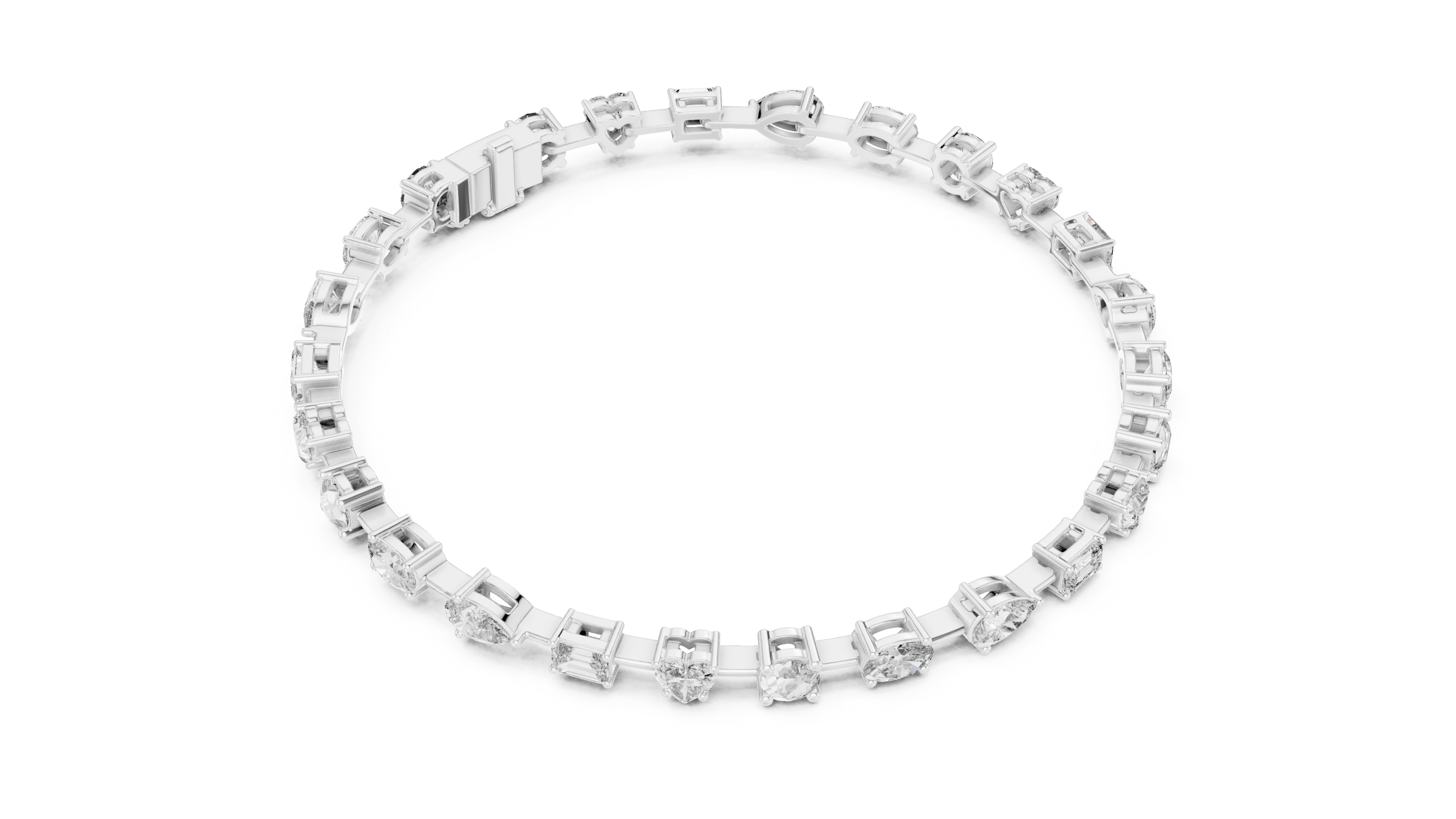 Yellow Gold Multi-Cut Moissanite Tennis Bracelet – Mixed Shape Stone Elegance