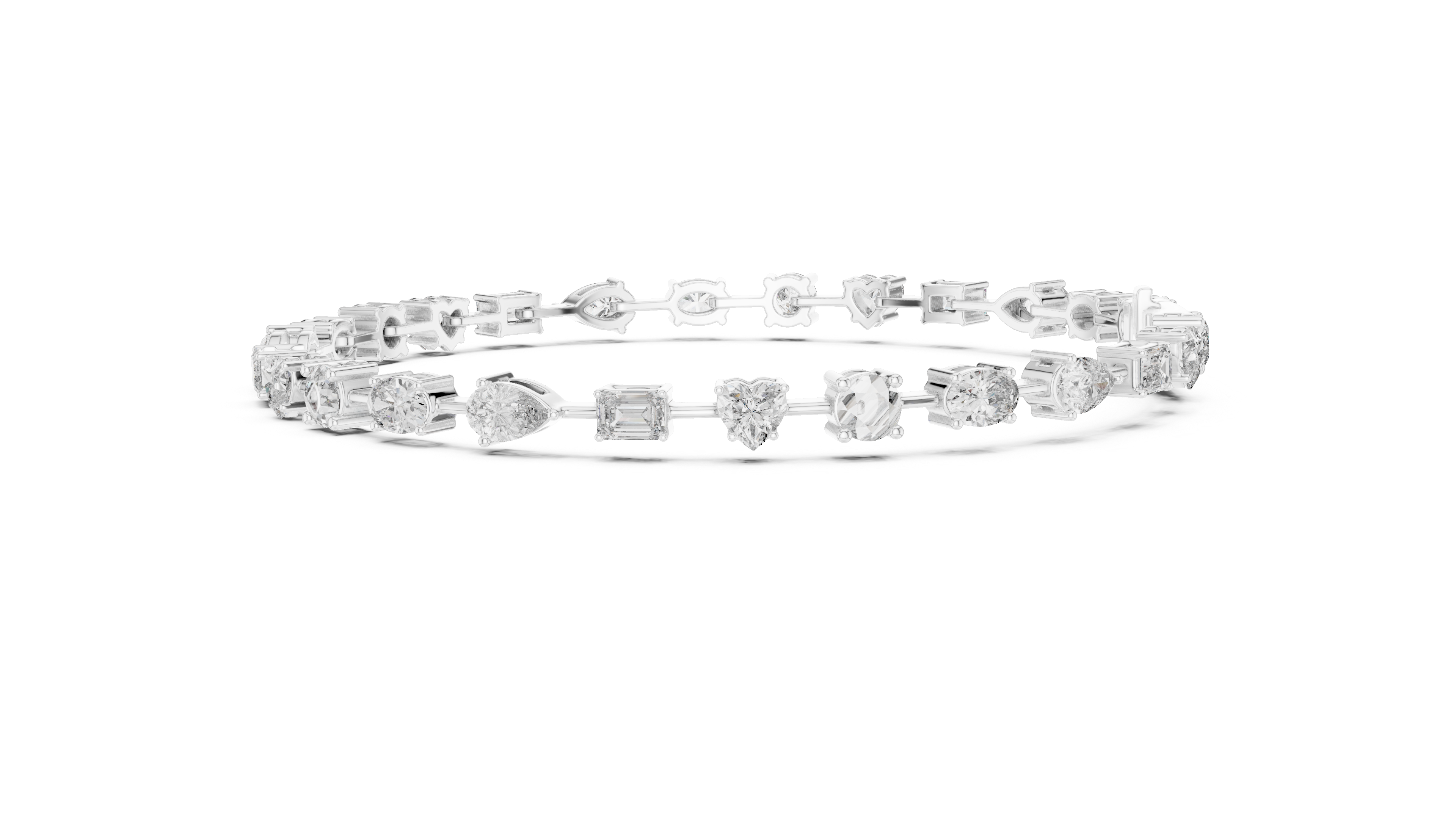 Yellow Gold Multi-Cut Moissanite Tennis Bracelet – Mixed Shape Stone Elegance