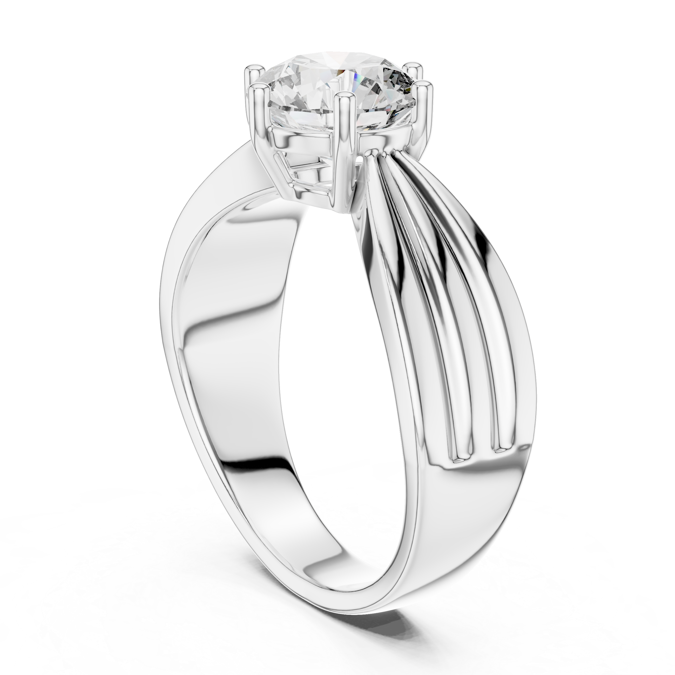 Round Cut Brilliant Moissanite VVS1 Eternity Engagement Ring