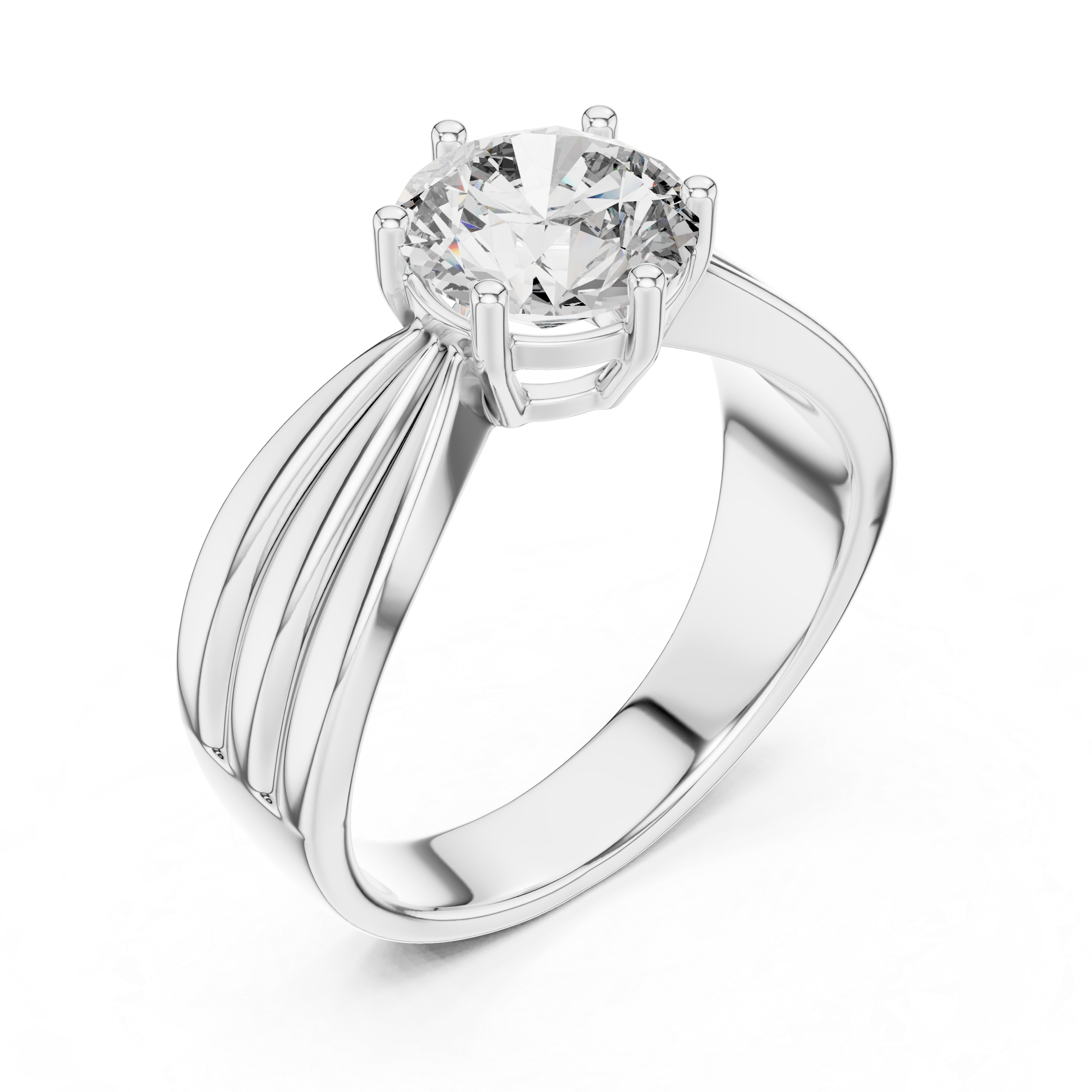 Round Cut Brilliant Moissanite VVS1 Eternity Engagement Ring