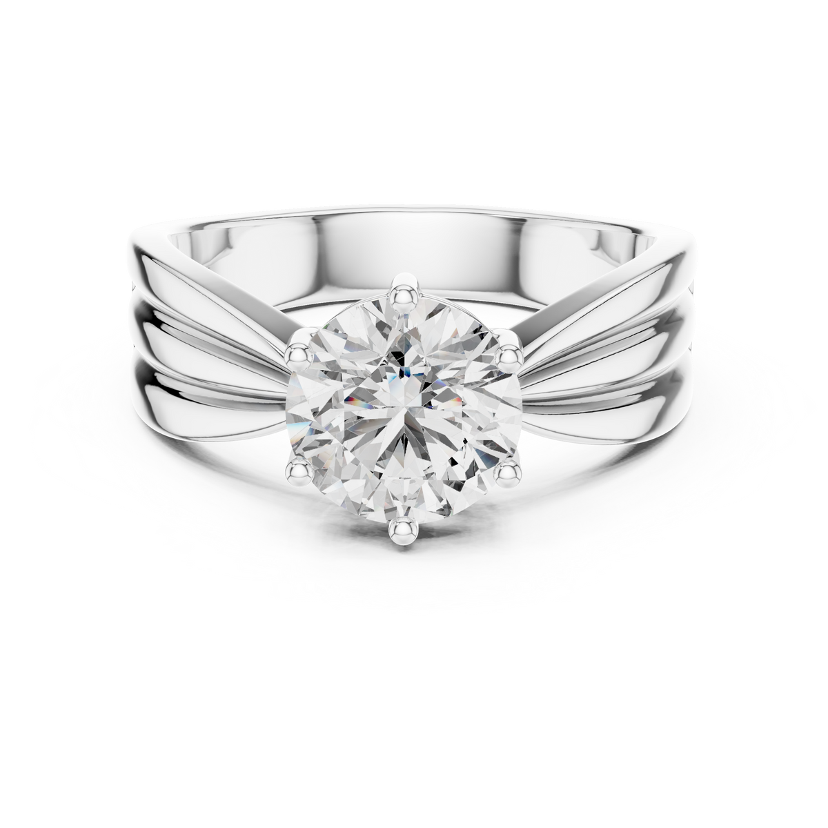 Round Cut Brilliant Moissanite VVS1 Eternity Engagement Ring