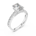 Emerald And Round Cut Brilliant Moissanite VVS1 Eternity Engagement Ring