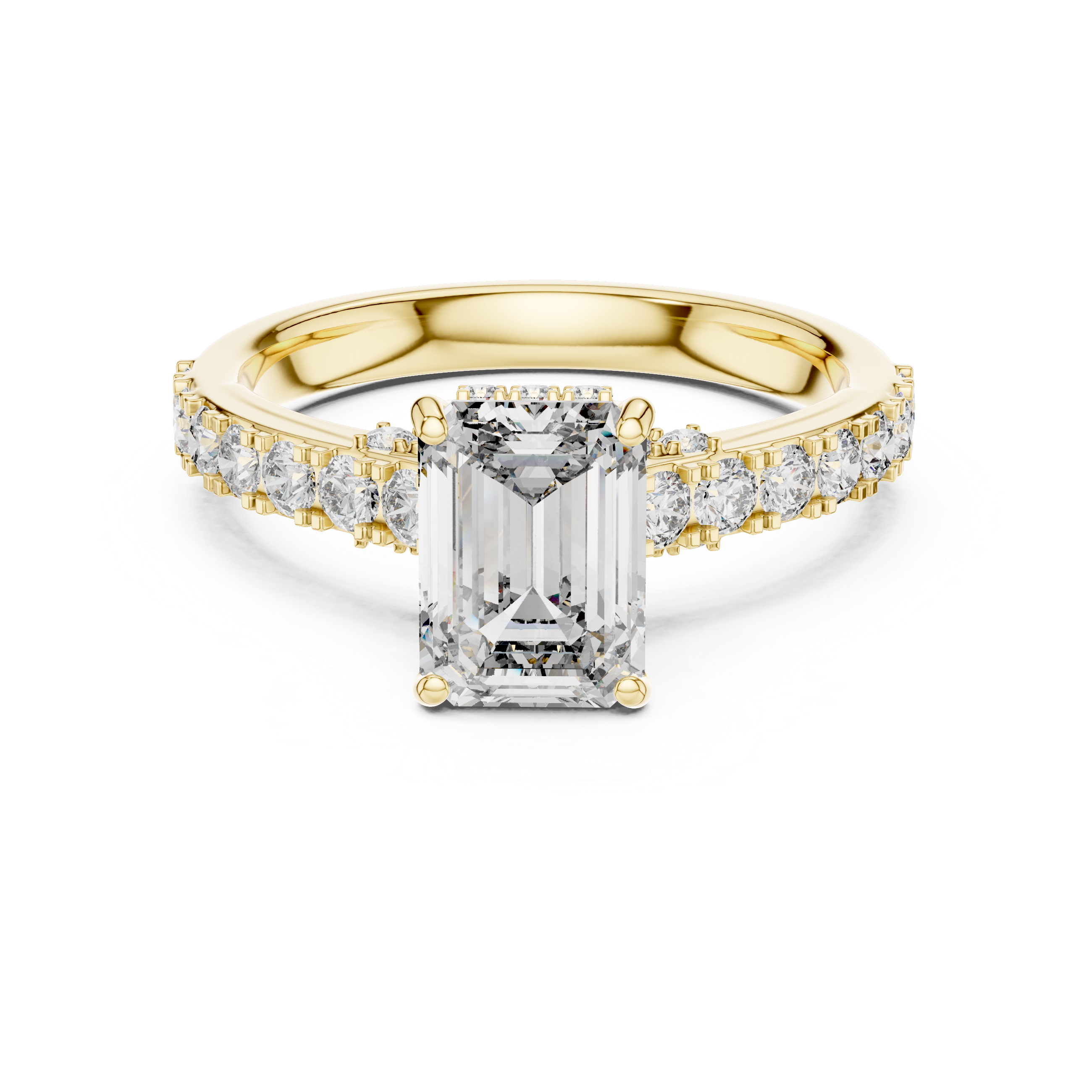 Emerald And Round Cut Brilliant Moissanite VVS1 Eternity Engagement Ring