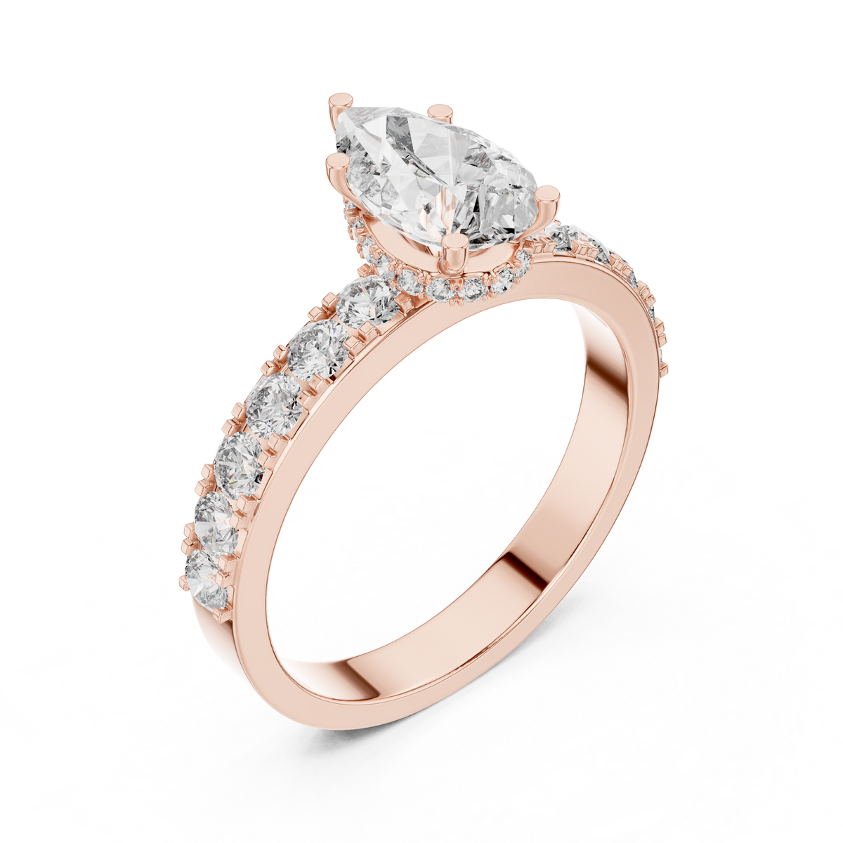 Pear And Round Cut Brilliant Moissanite VVS1 Eternity Engagement Ring