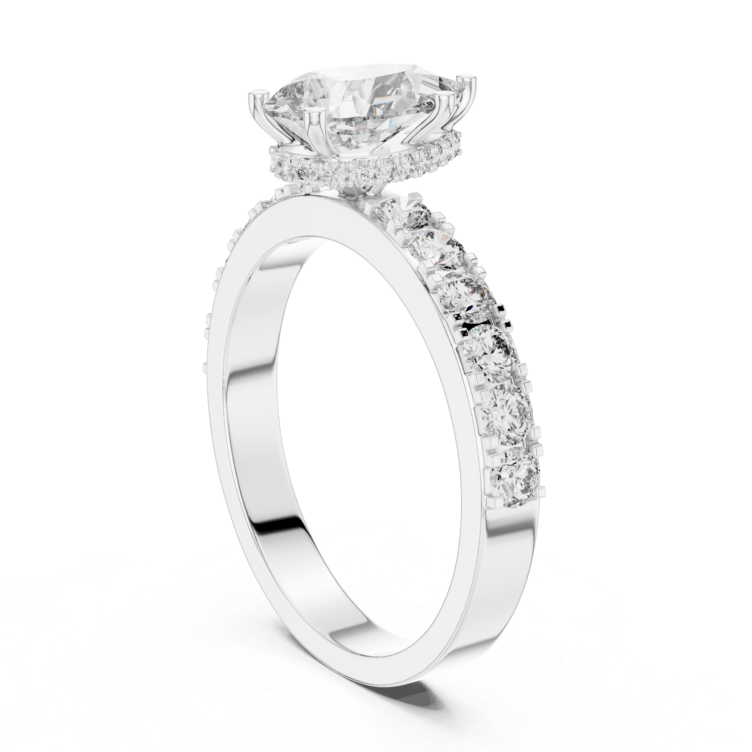 Pear And Round Cut Brilliant Moissanite VVS1 Eternity Engagement Ring