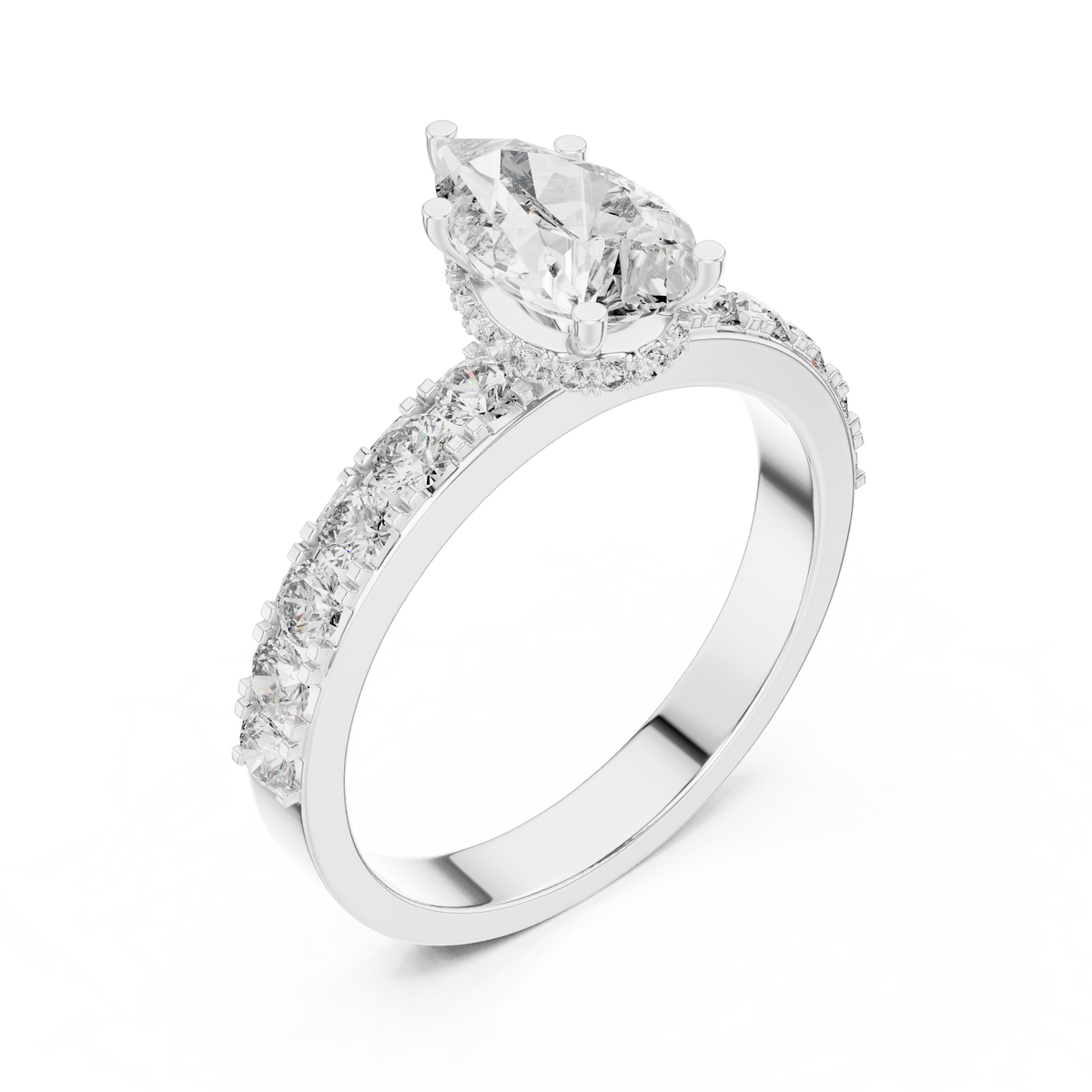 Pear And Round Cut Brilliant Moissanite VVS1 Eternity Engagement Ring