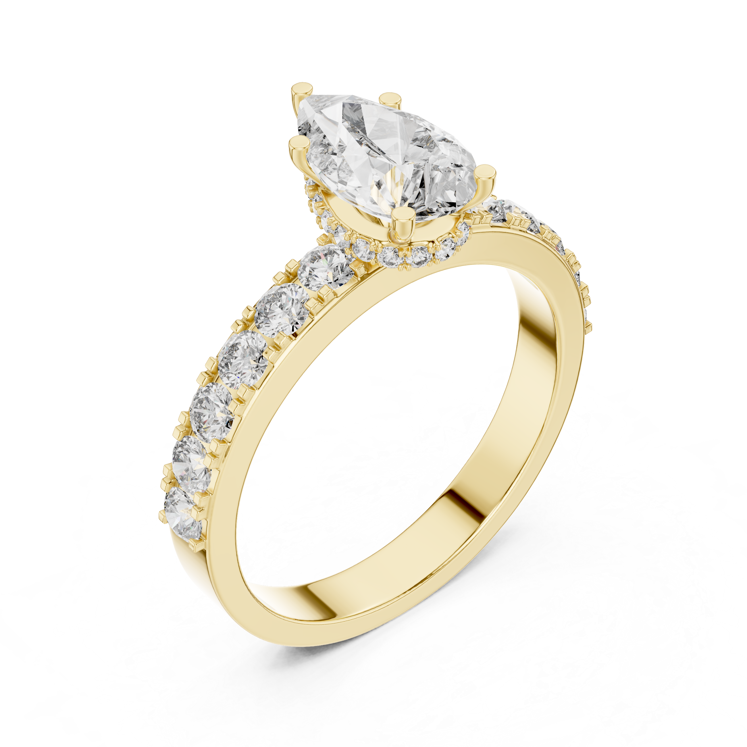 Pear And Round Cut Brilliant Moissanite VVS1 Eternity Engagement Ring