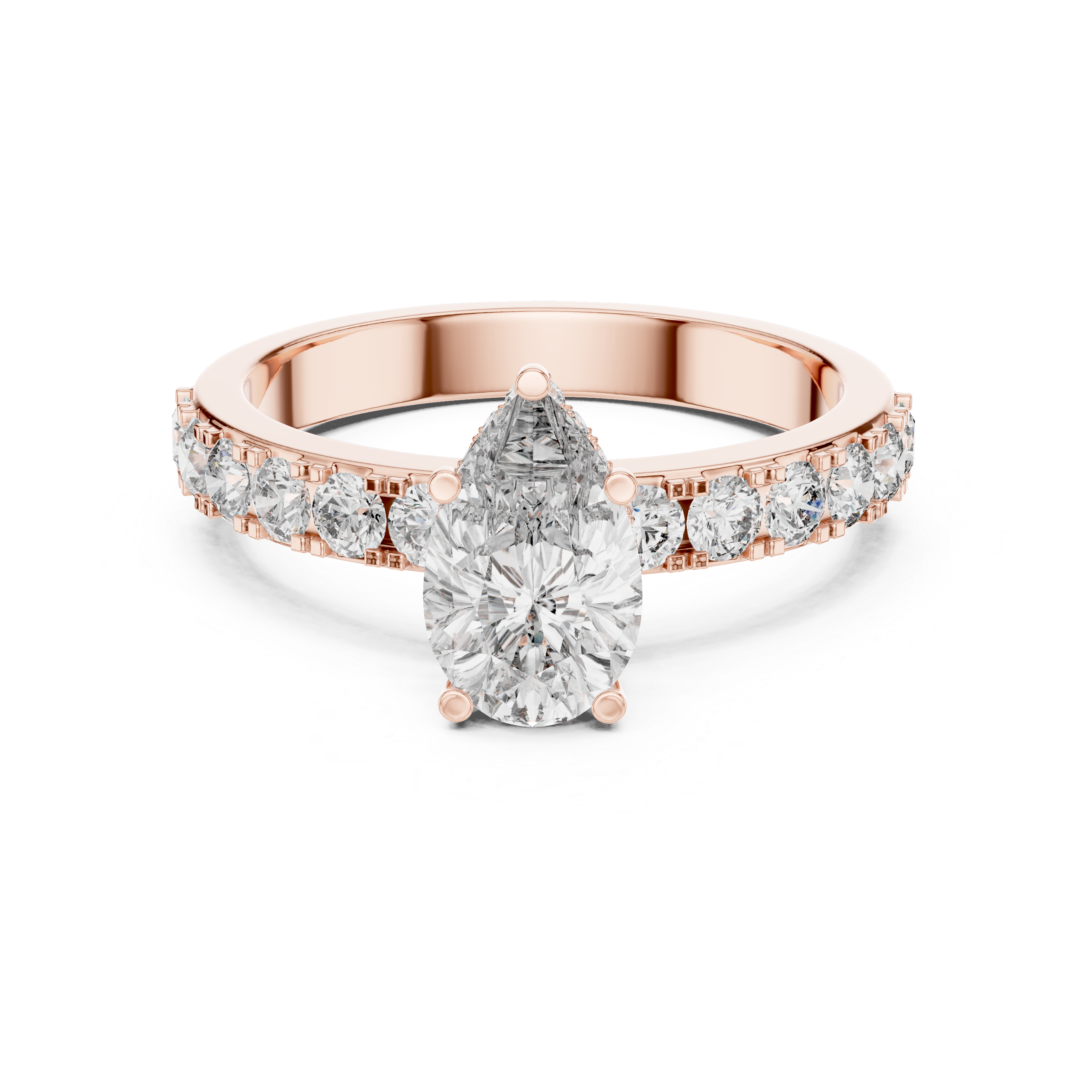 Pear And Round Cut Brilliant Moissanite VVS1 Eternity Engagement Ring