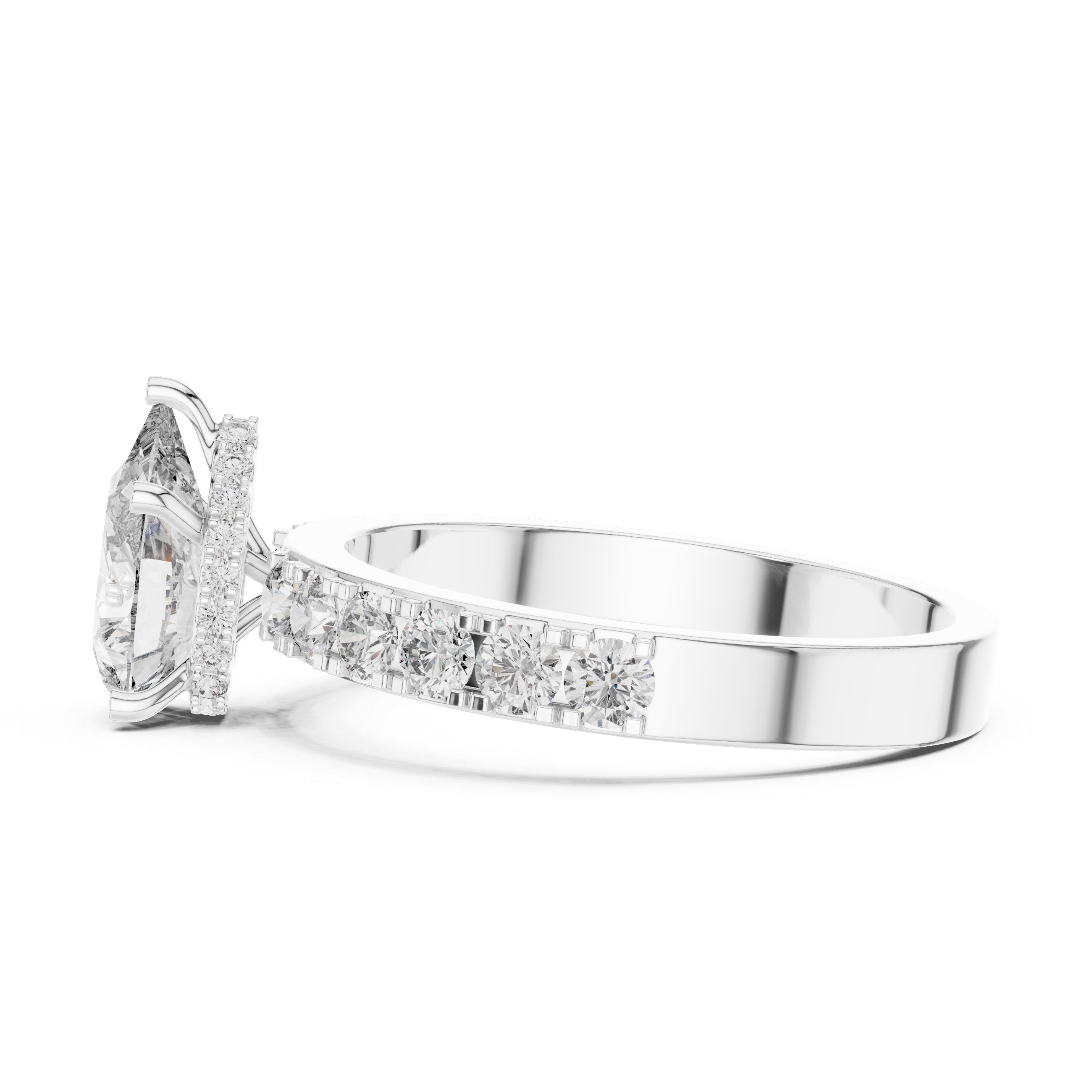 Pear And Round Cut Brilliant Moissanite VVS1 Eternity Engagement Ring