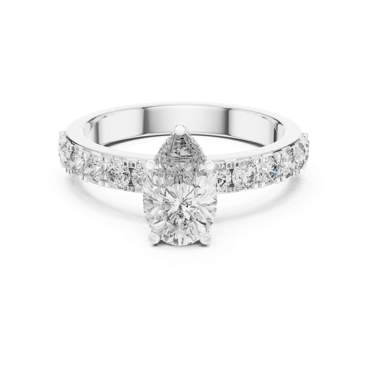 Pear And Round Cut Brilliant Moissanite VVS1 Eternity Engagement Ring