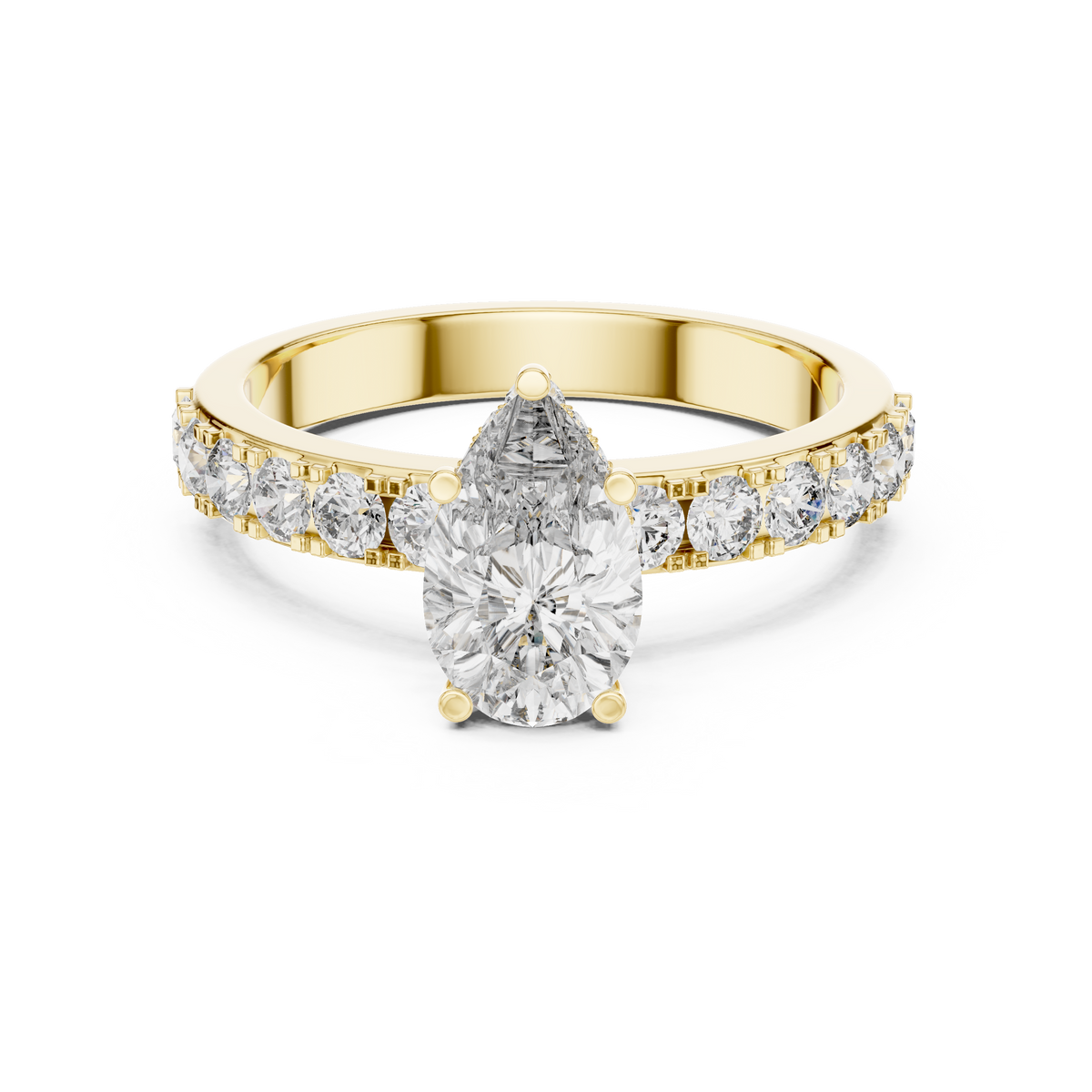 Pear And Round Cut Brilliant Moissanite VVS1 Eternity Engagement Ring