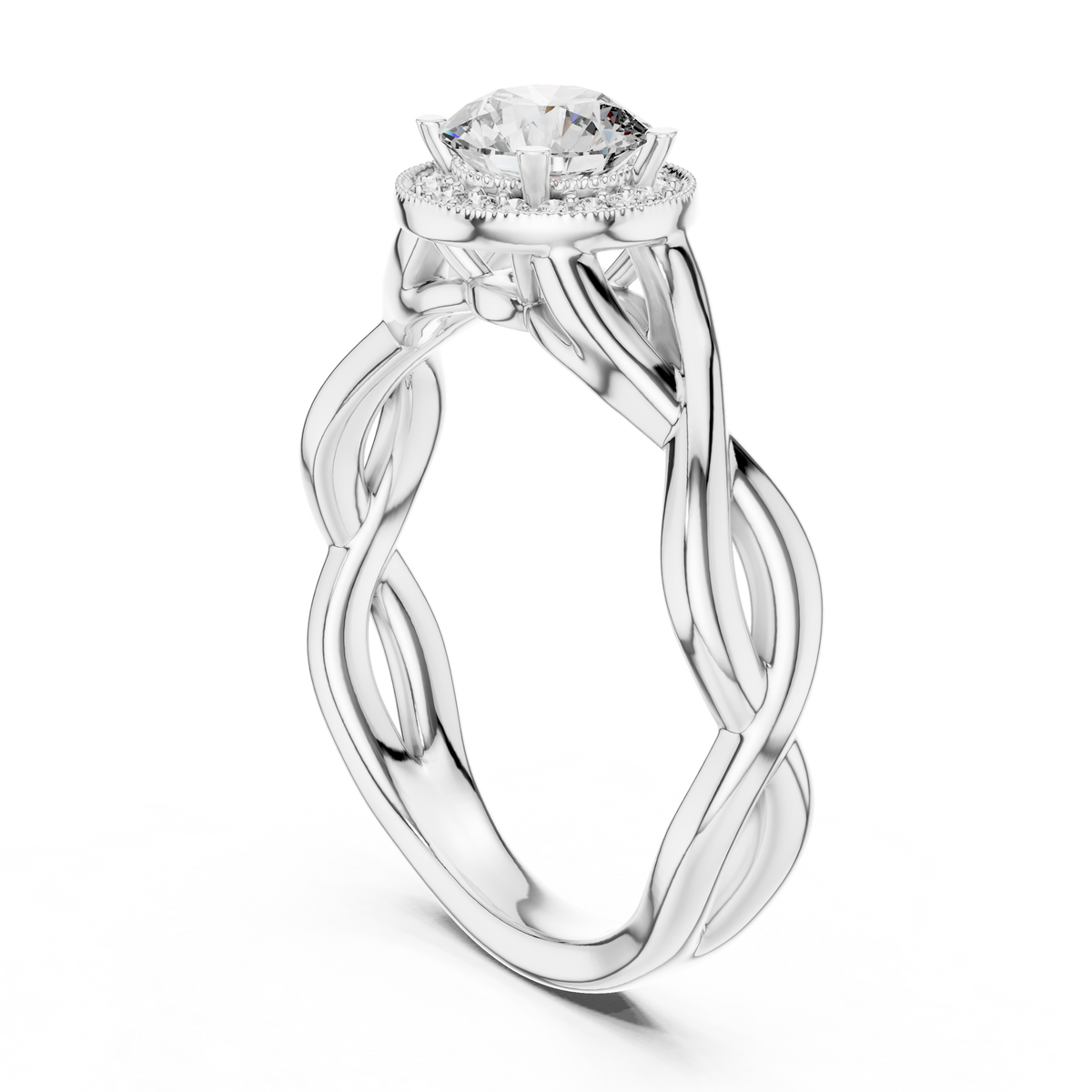 Round Cut Brilliant Moissanite VVS1 Eternity Engagement Ring