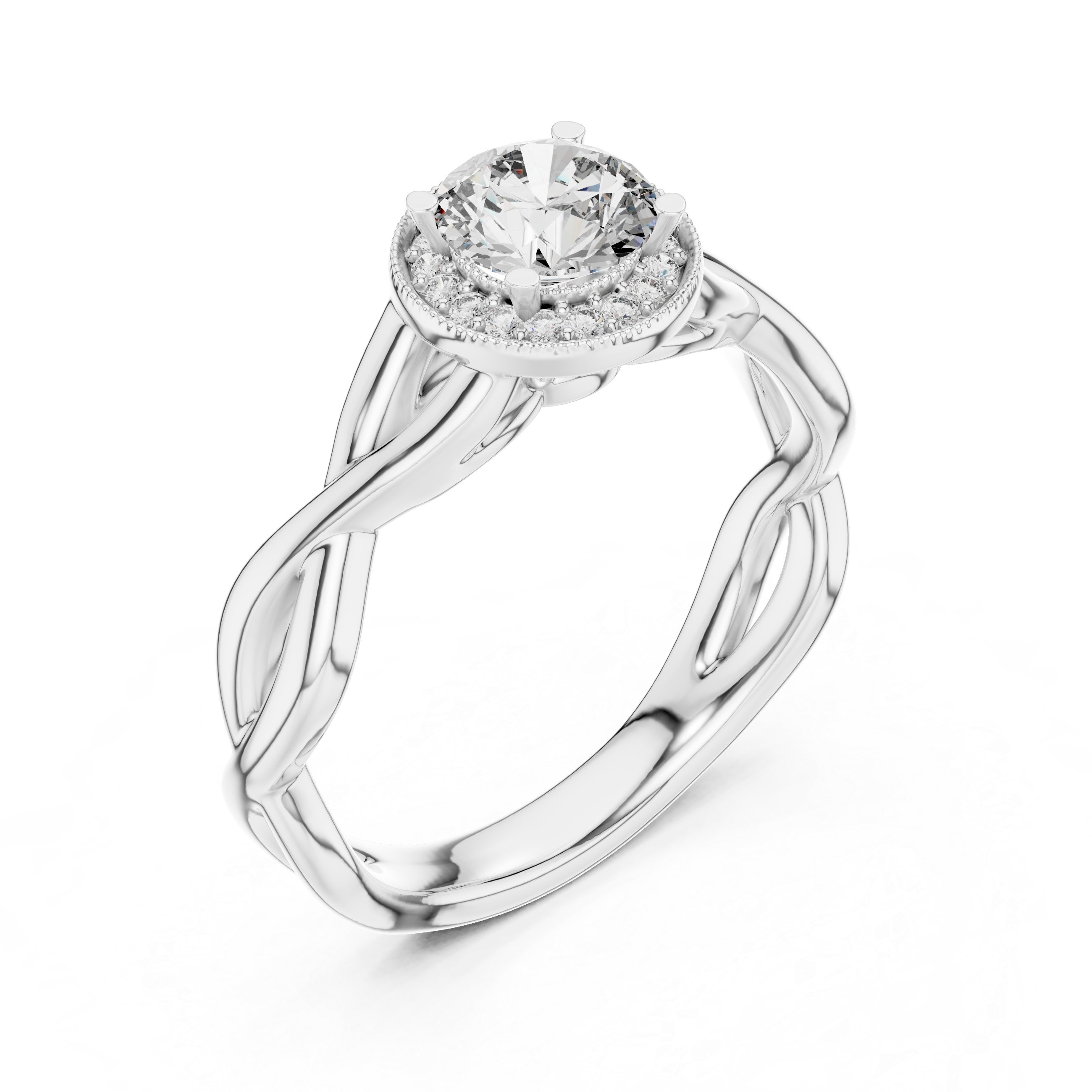 Round Cut Brilliant Moissanite VVS1 Eternity Engagement Ring