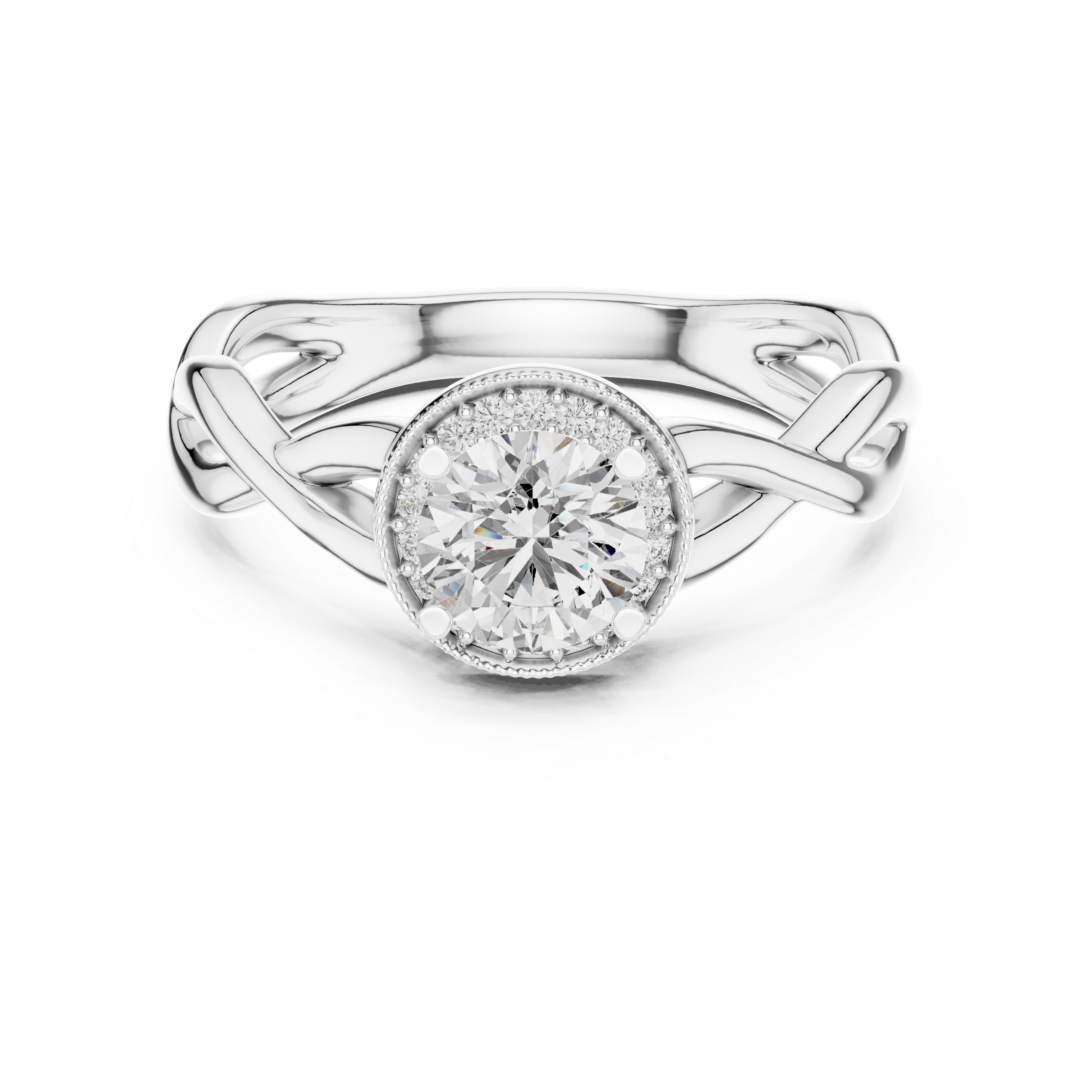 Round Cut Brilliant Moissanite VVS1 Eternity Engagement Ring