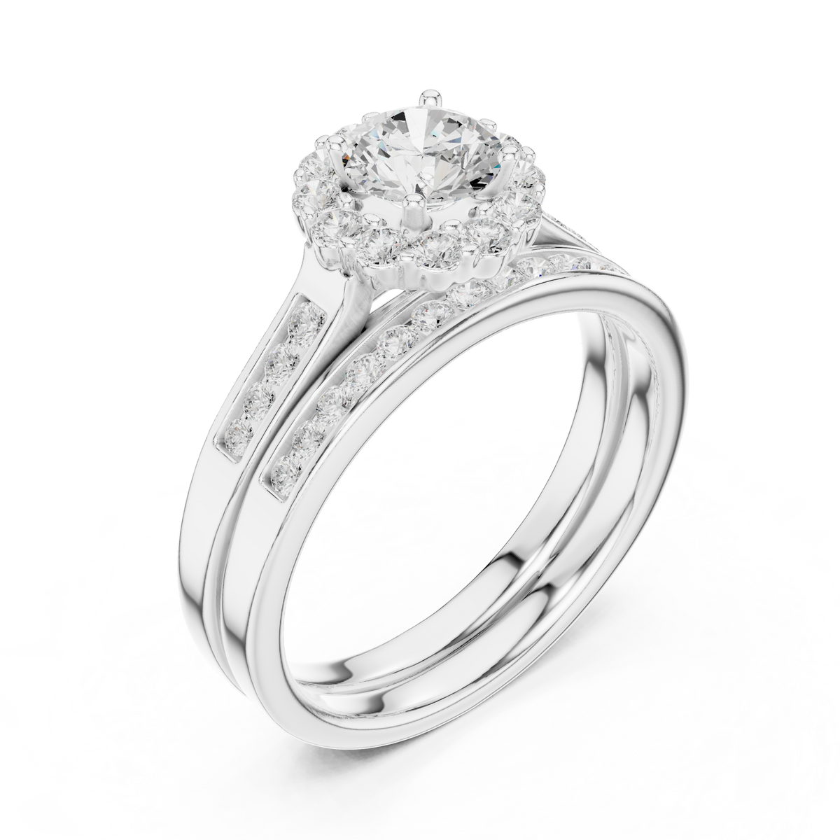 Round Cut Brilliant Moissanite VVS1 Eternity Engagement Ring