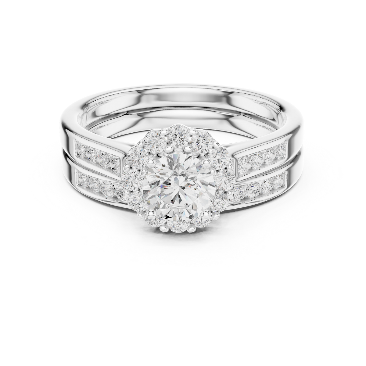 Round Cut Brilliant Moissanite VVS1 Eternity Engagement Ring
