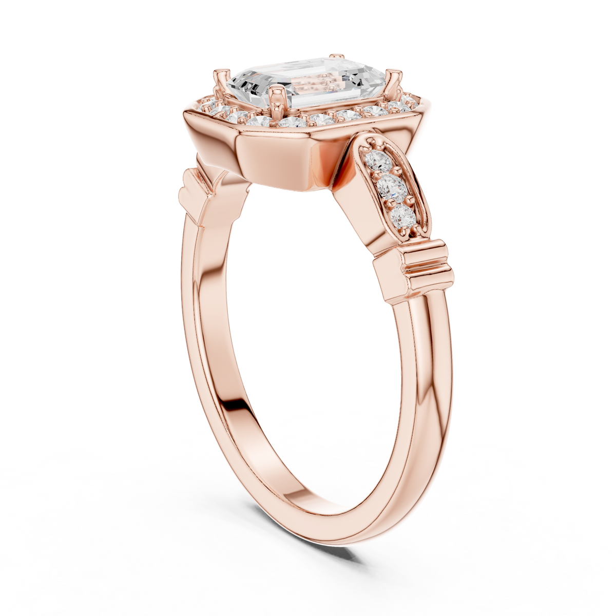 Emerald Cut Brilliant Moissanite VVS1 Eternity Engagement Ring