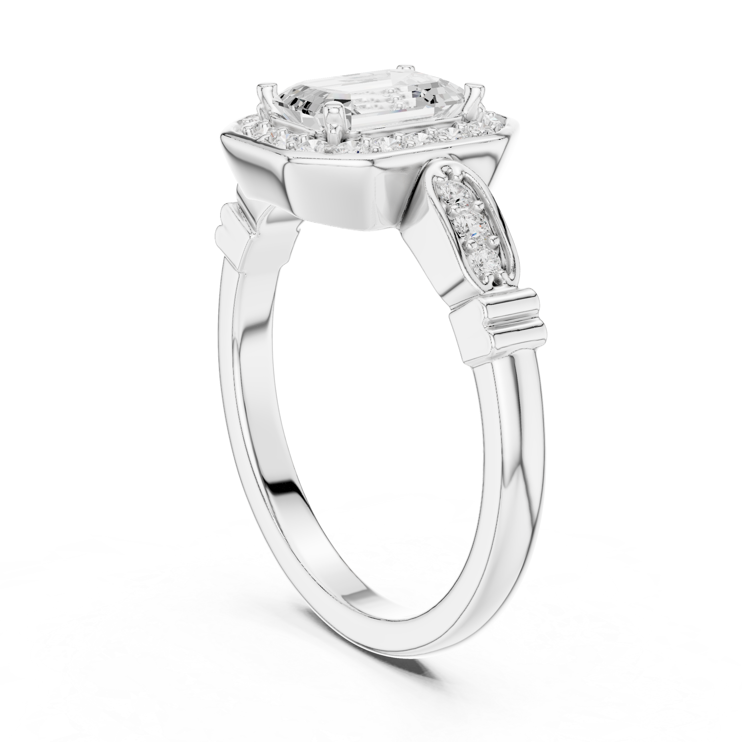 Emerald Cut Brilliant Moissanite VVS1 Eternity Engagement Ring