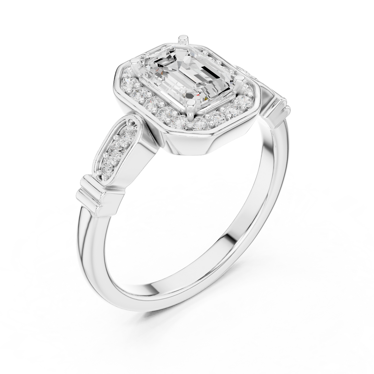 Emerald Cut Brilliant Moissanite VVS1 Eternity Engagement Ring