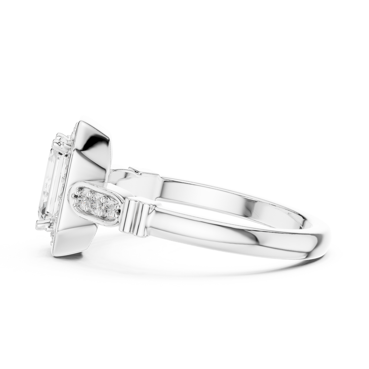 Emerald Cut Brilliant Moissanite VVS1 Eternity Engagement Ring