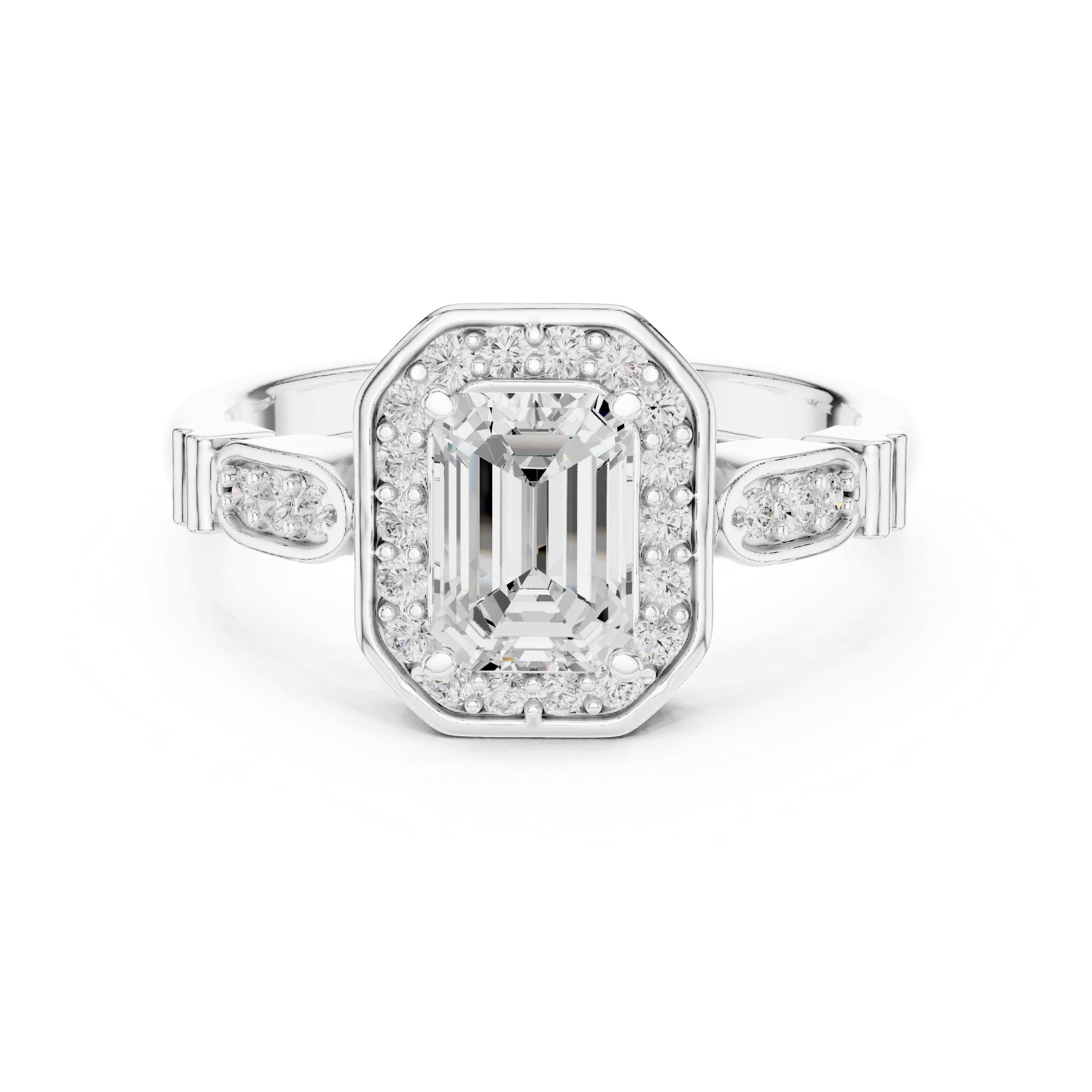 Emerald Cut Brilliant Moissanite VVS1 Eternity Engagement Ring