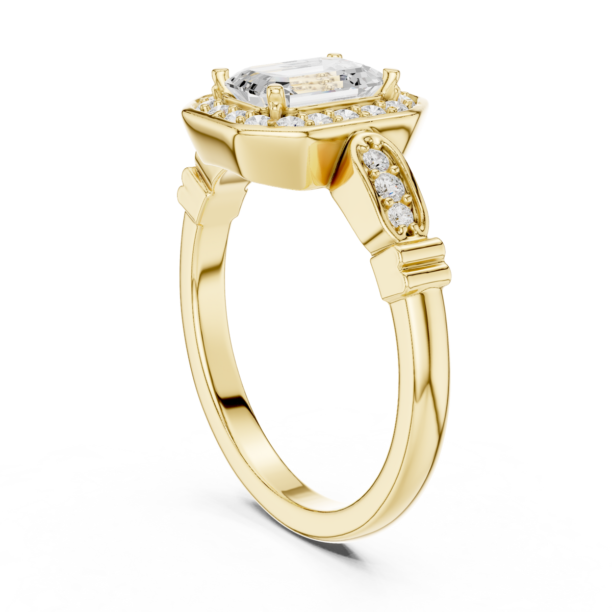 Emerald Cut Brilliant Moissanite VVS1 Eternity Engagement Ring