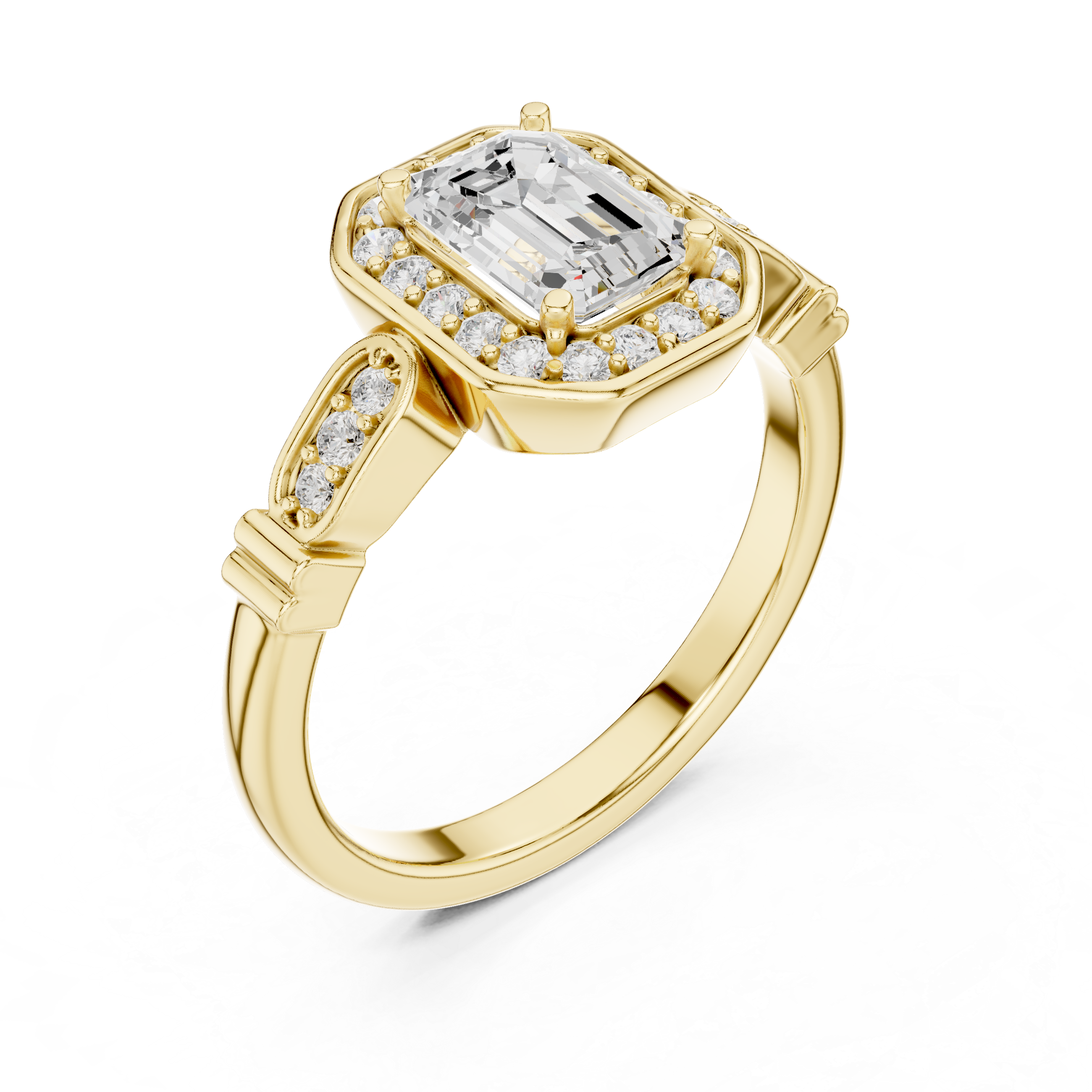 Emerald Cut Brilliant Moissanite VVS1 Eternity Engagement Ring