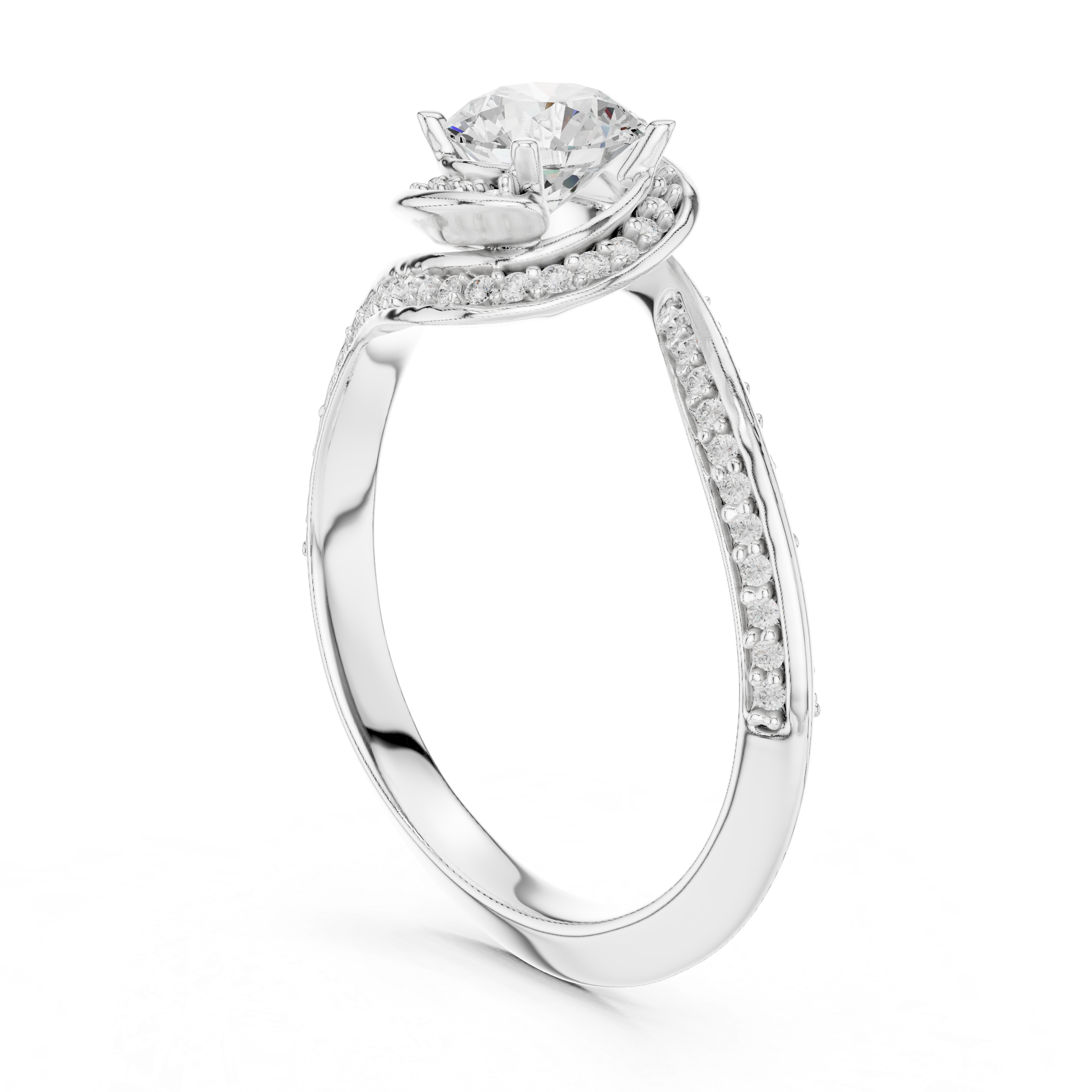 Round Cut Brilliant Moissanite VVS1 Eternity Engagement Ring