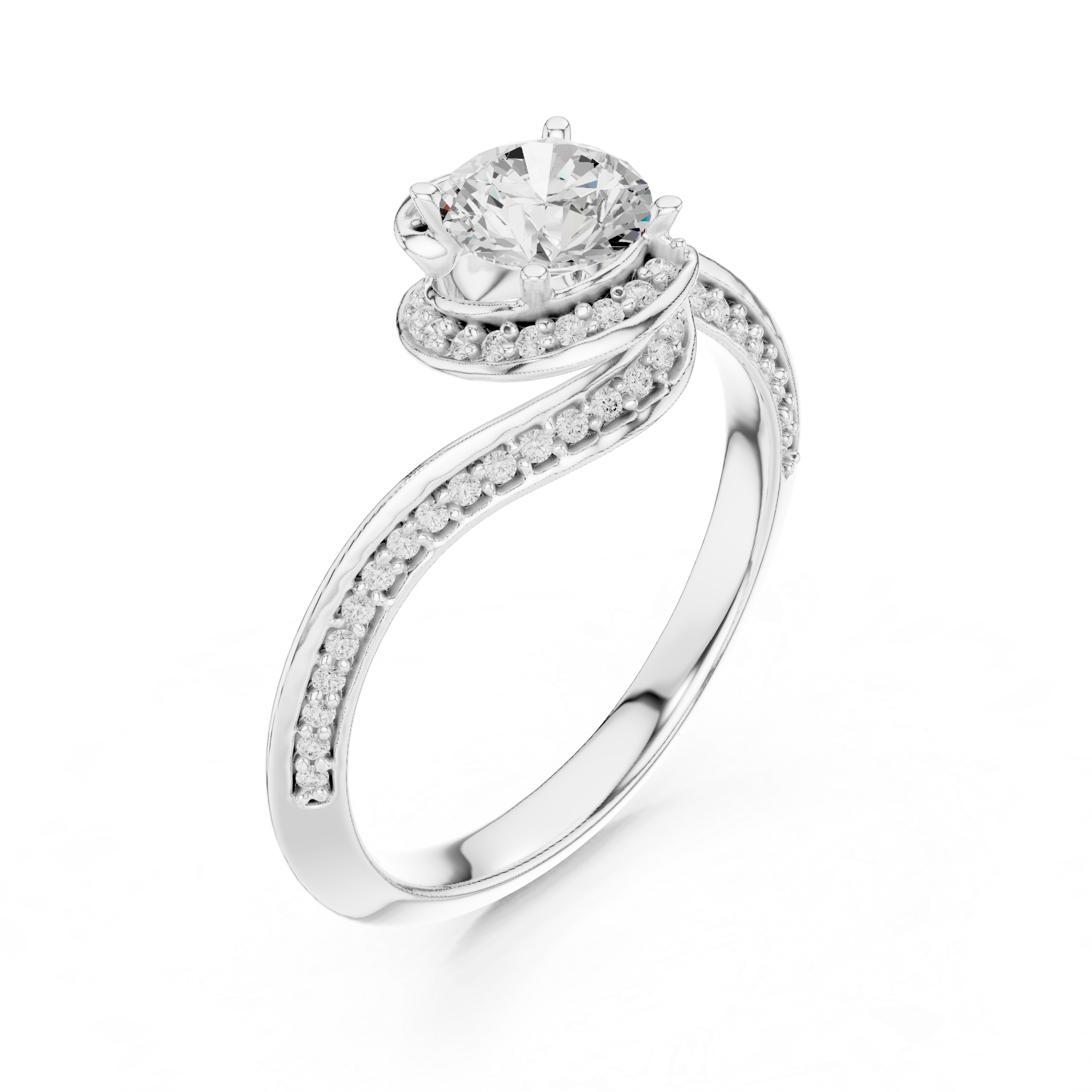 Round Cut Brilliant Moissanite VVS1 Eternity Engagement Ring