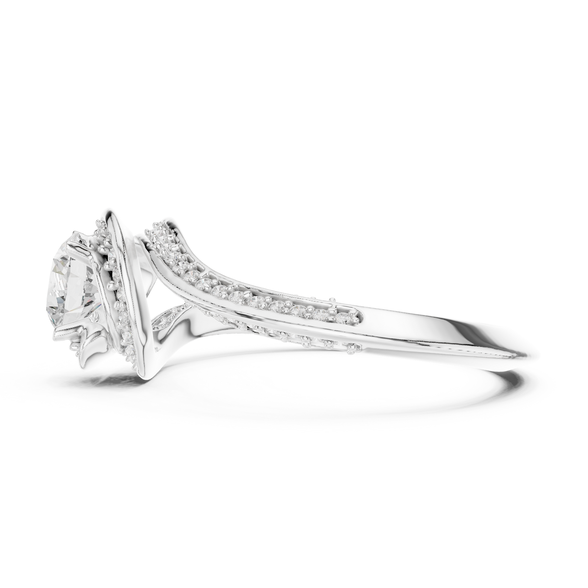 Round Cut Brilliant Moissanite VVS1 Eternity Engagement Ring
