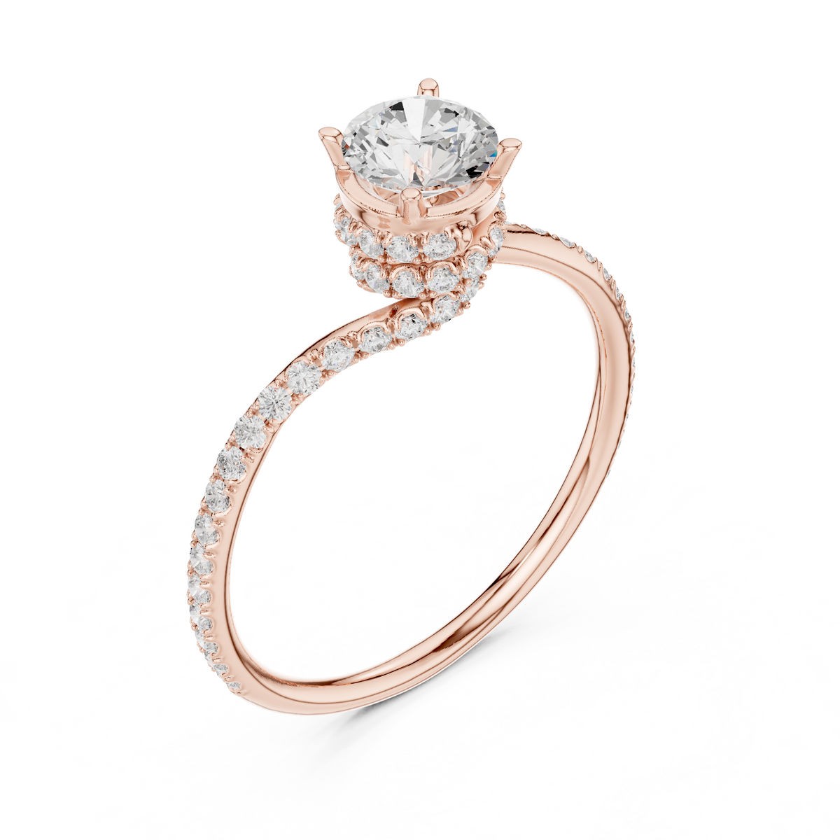 Round Cut Brilliant Moissanite VVS1 Eternity Engagement Ring